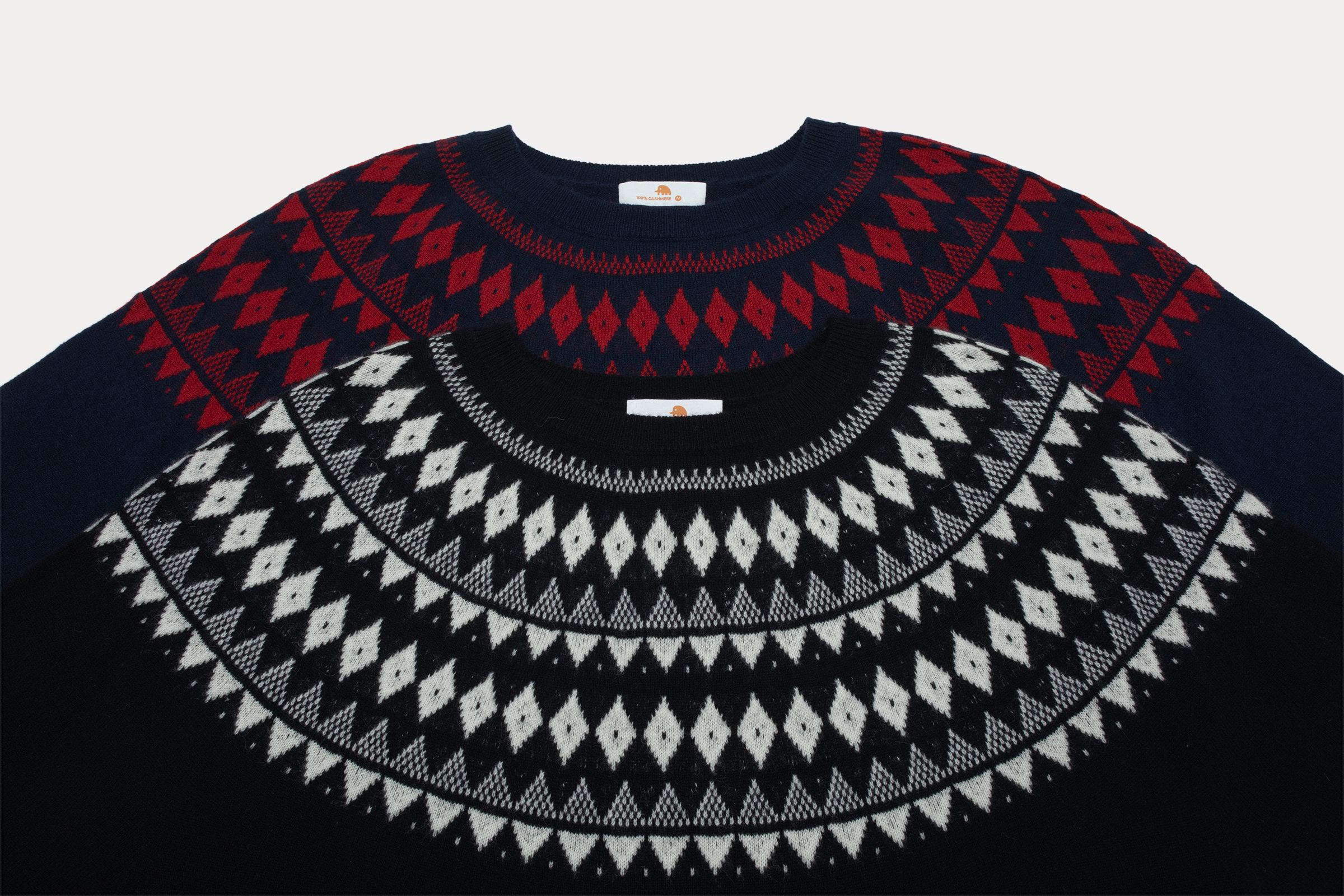 小金象 山羊绒100% 女无缝一体成型12针薄款费尔岛圆领长袖套头衫