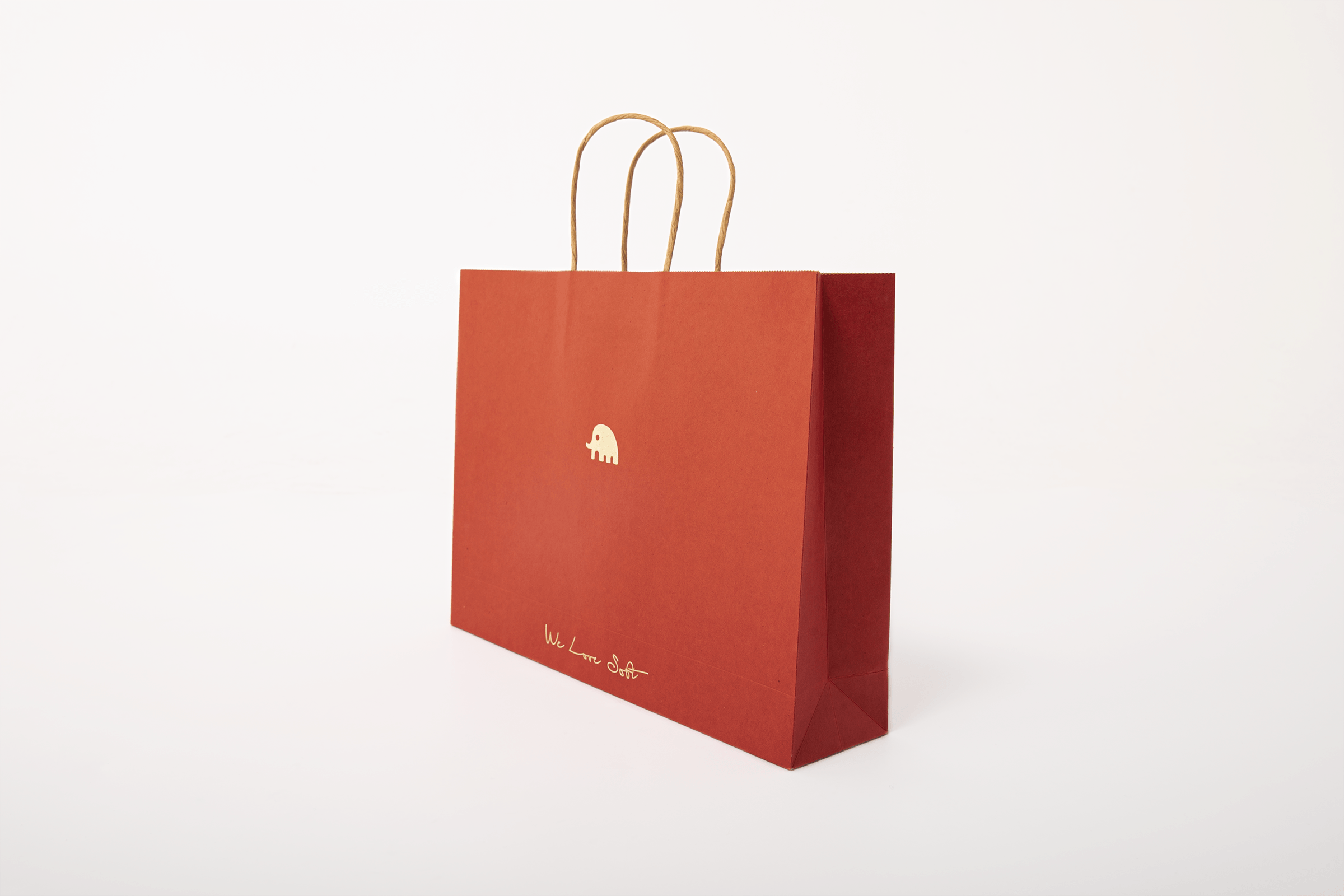 小金象环保礼品袋 - 加厚牛皮纸 复古红色拎绳纸袋  无味环保胶水