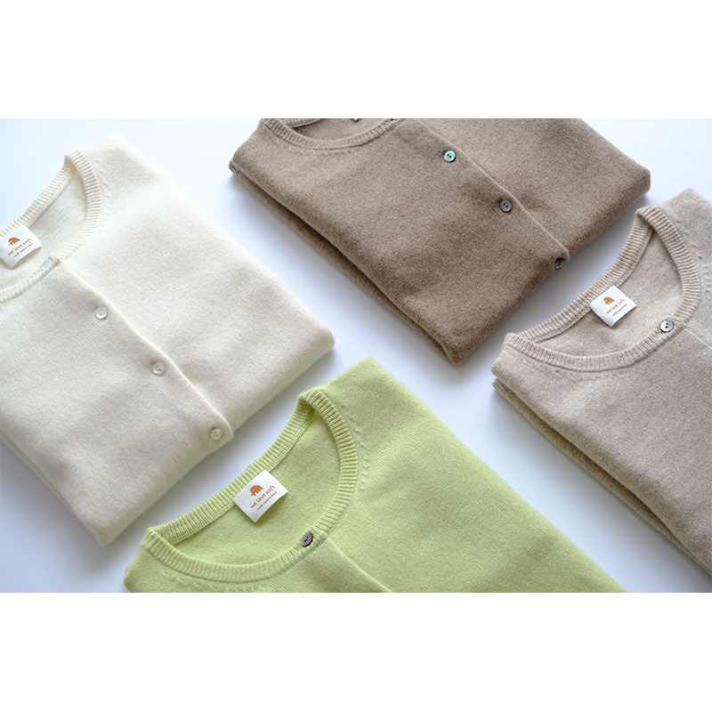 小金象 BABY CASHMERE 100% - 12针女圆领羊绒开衫古典美Cardigan