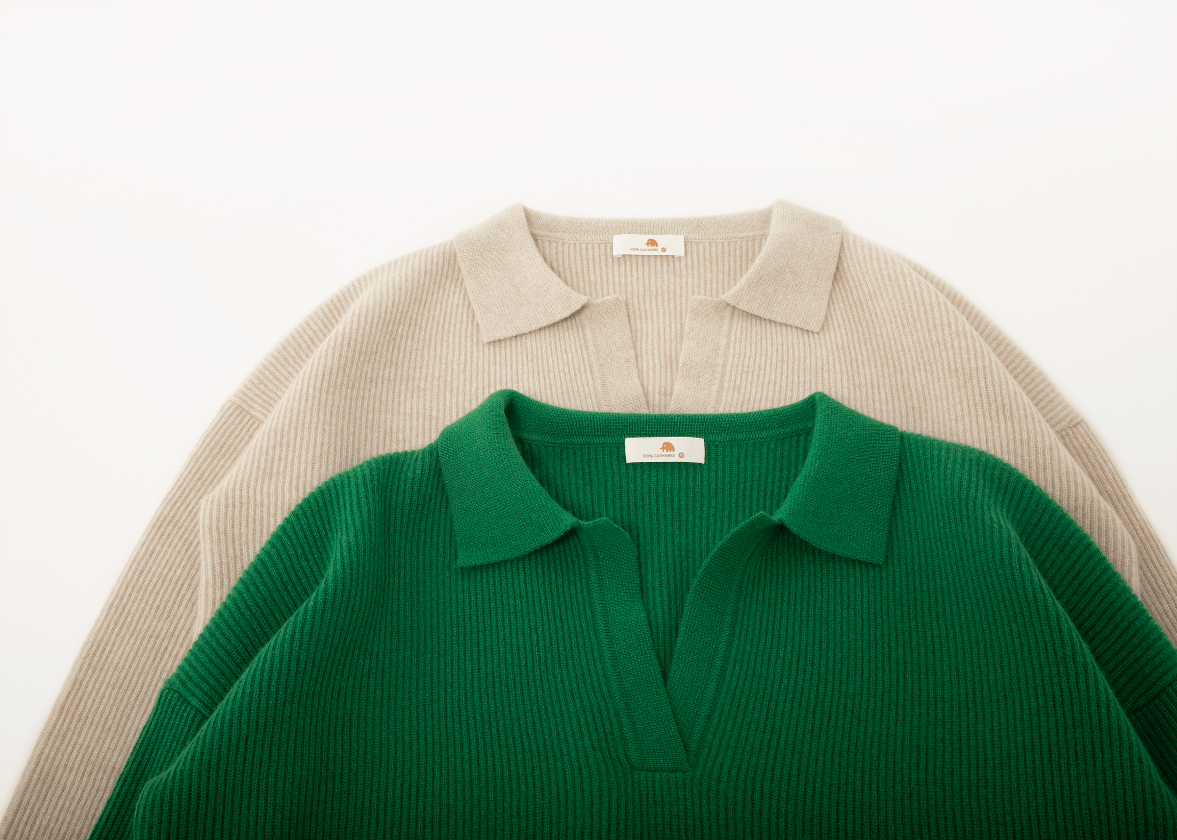 小金象  CASHMERE 100% -矛盾美感 女12针双元宝宽松Polo领羊绒衫