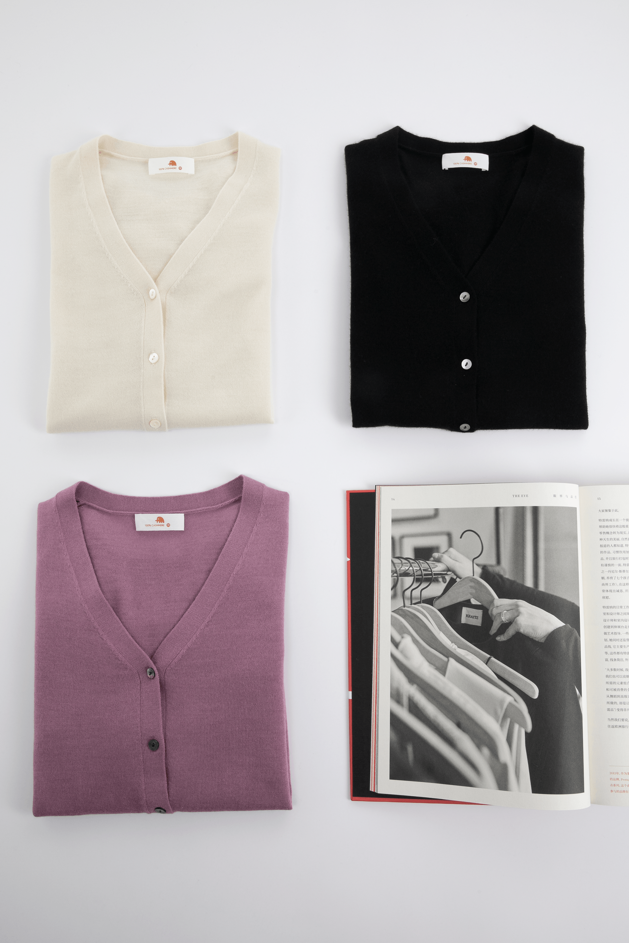 小金象 - 山羊绒100% - 女春夏V领长袖开衫 16针48支精纺 康赛妮