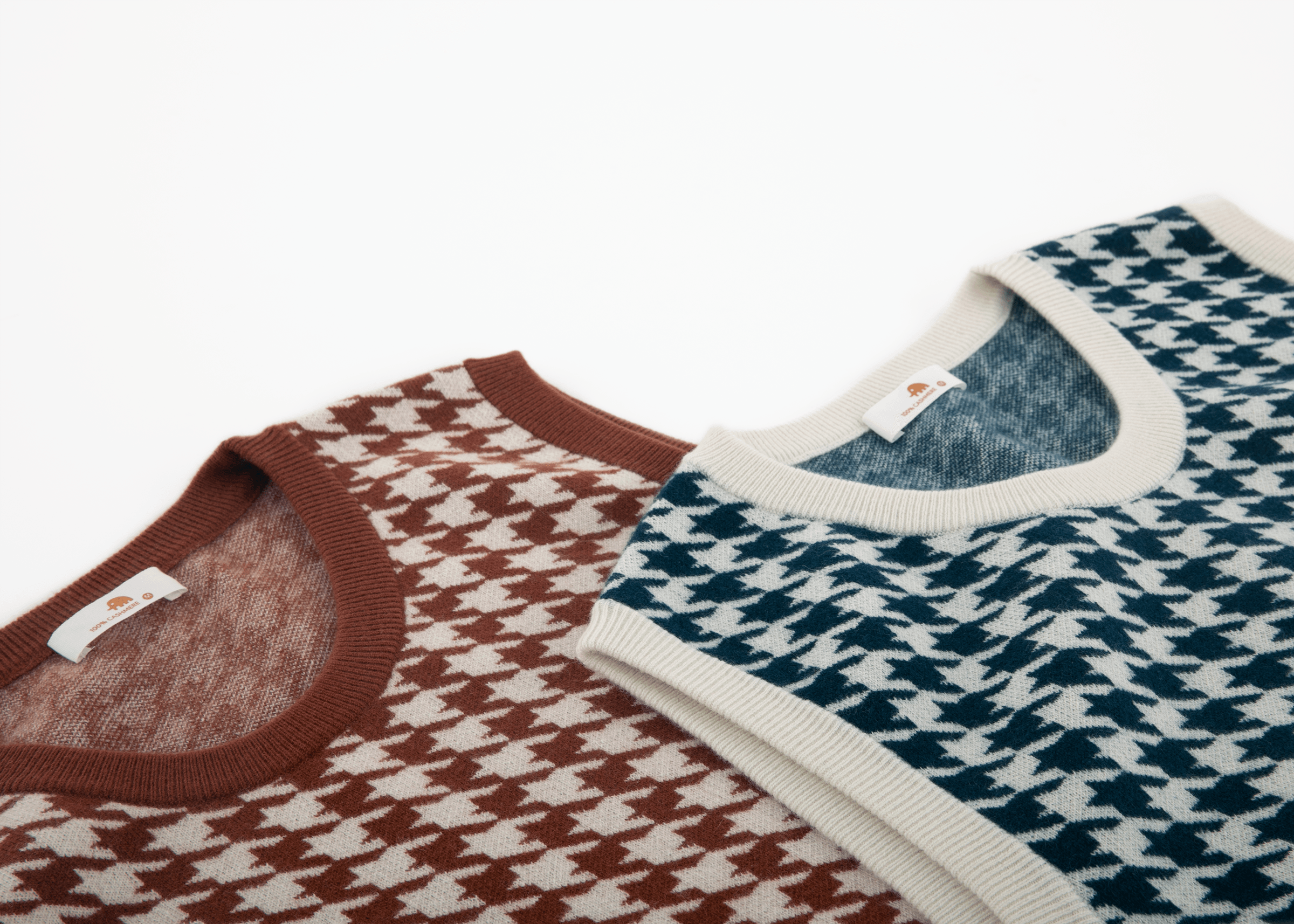 小金象 - 山羊绒100% - 复古文艺 36支提花千鸟格中厚圆领背心