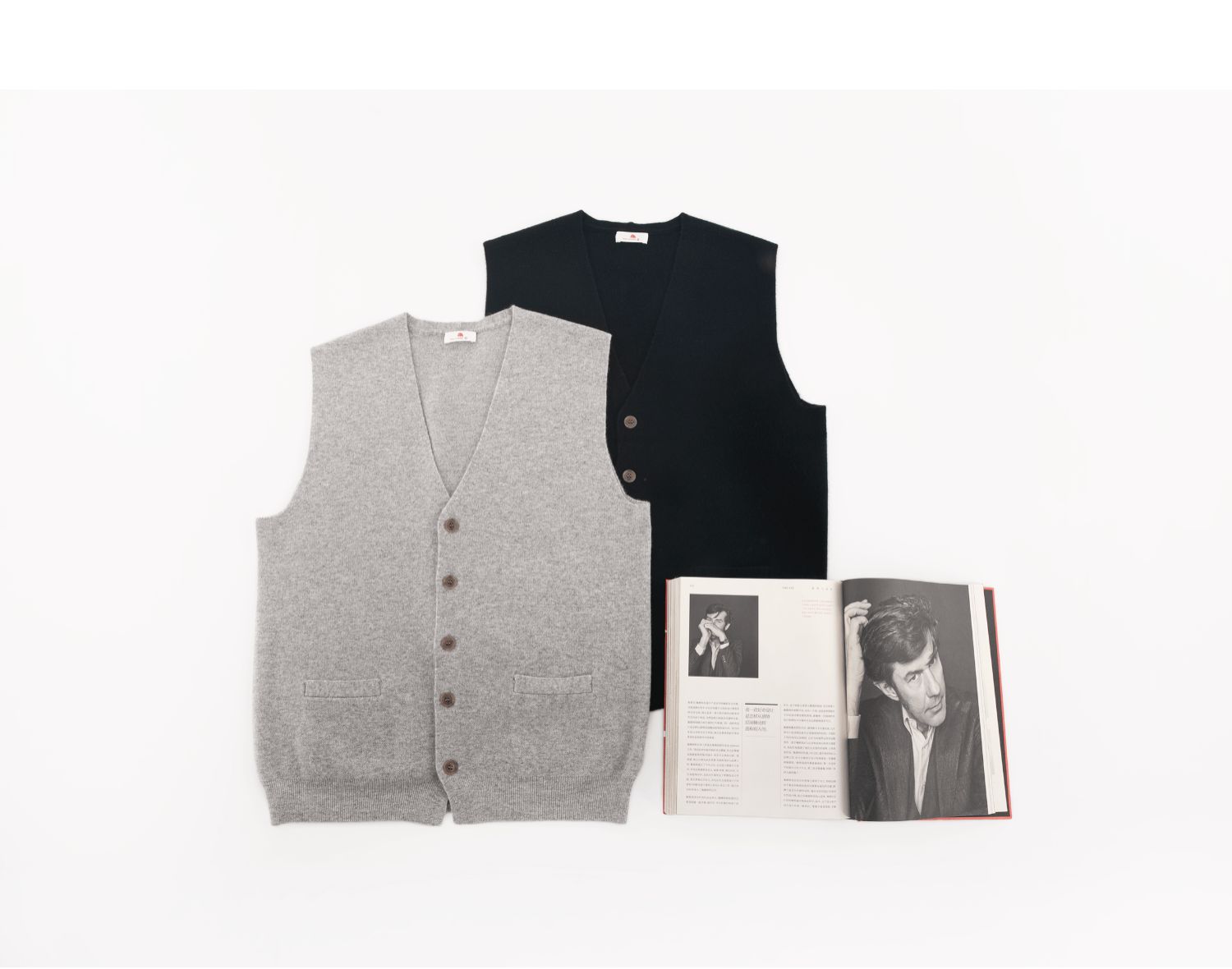 小金象 山羊绒100% -温暖绅士 男士中厚提花V领羊绒针织背心开衫