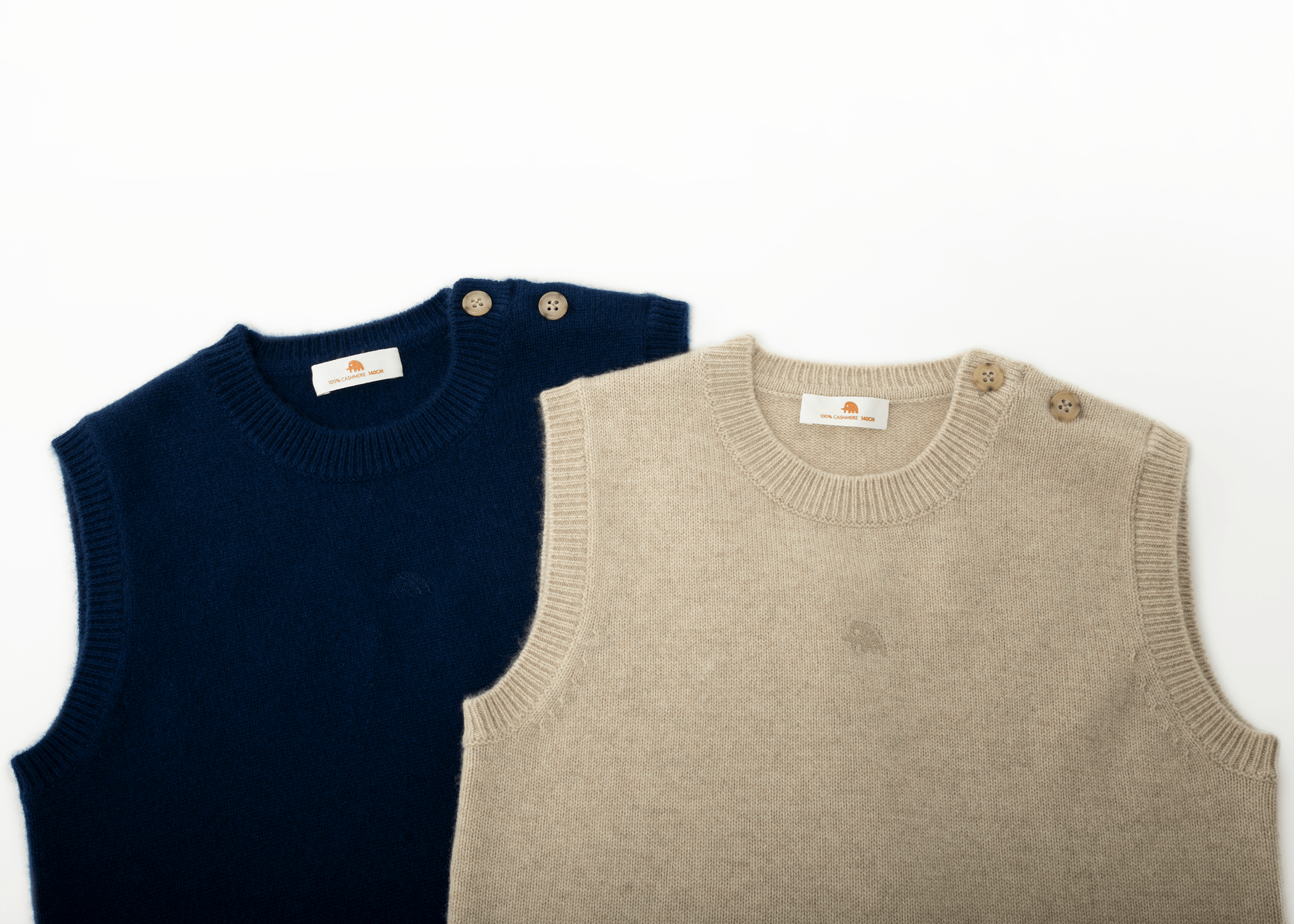 小金象 山羊绒100% - 儿童7针粗针中厚圆领套头保暖羊绒针织背心