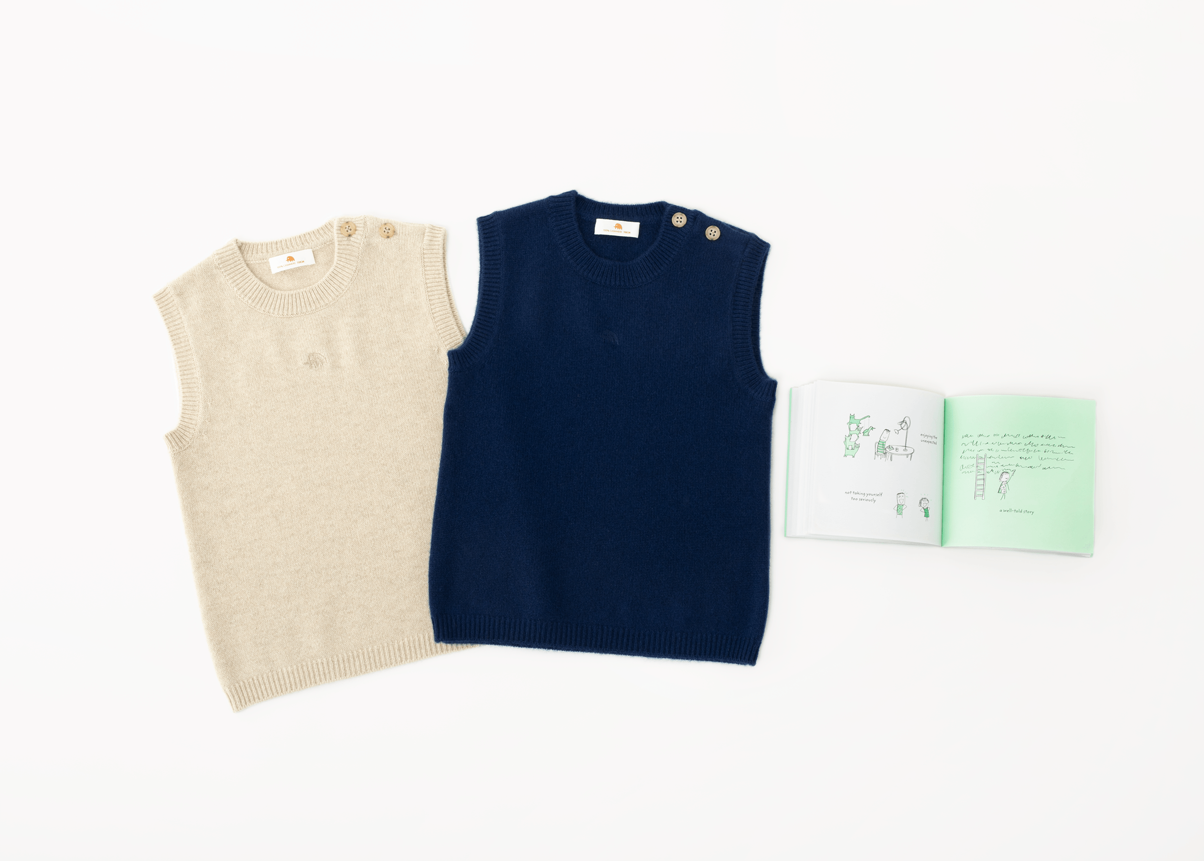 小金象 山羊绒100% - 儿童7针粗针中厚圆领套头保暖羊绒针织背心