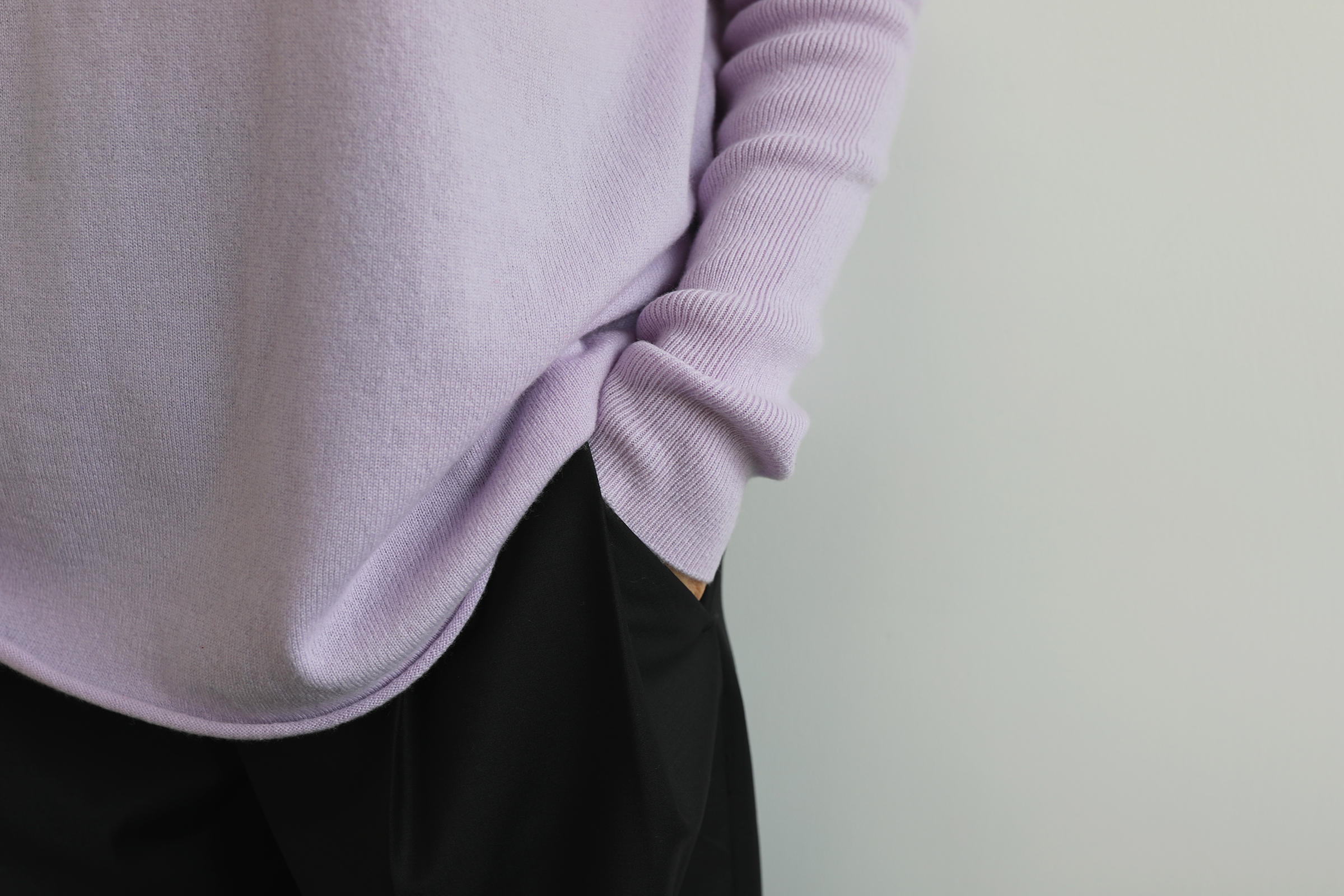 小金象 山羊绒100%-女12针Oversize宽松落肩袖自然卷边船领套头衫