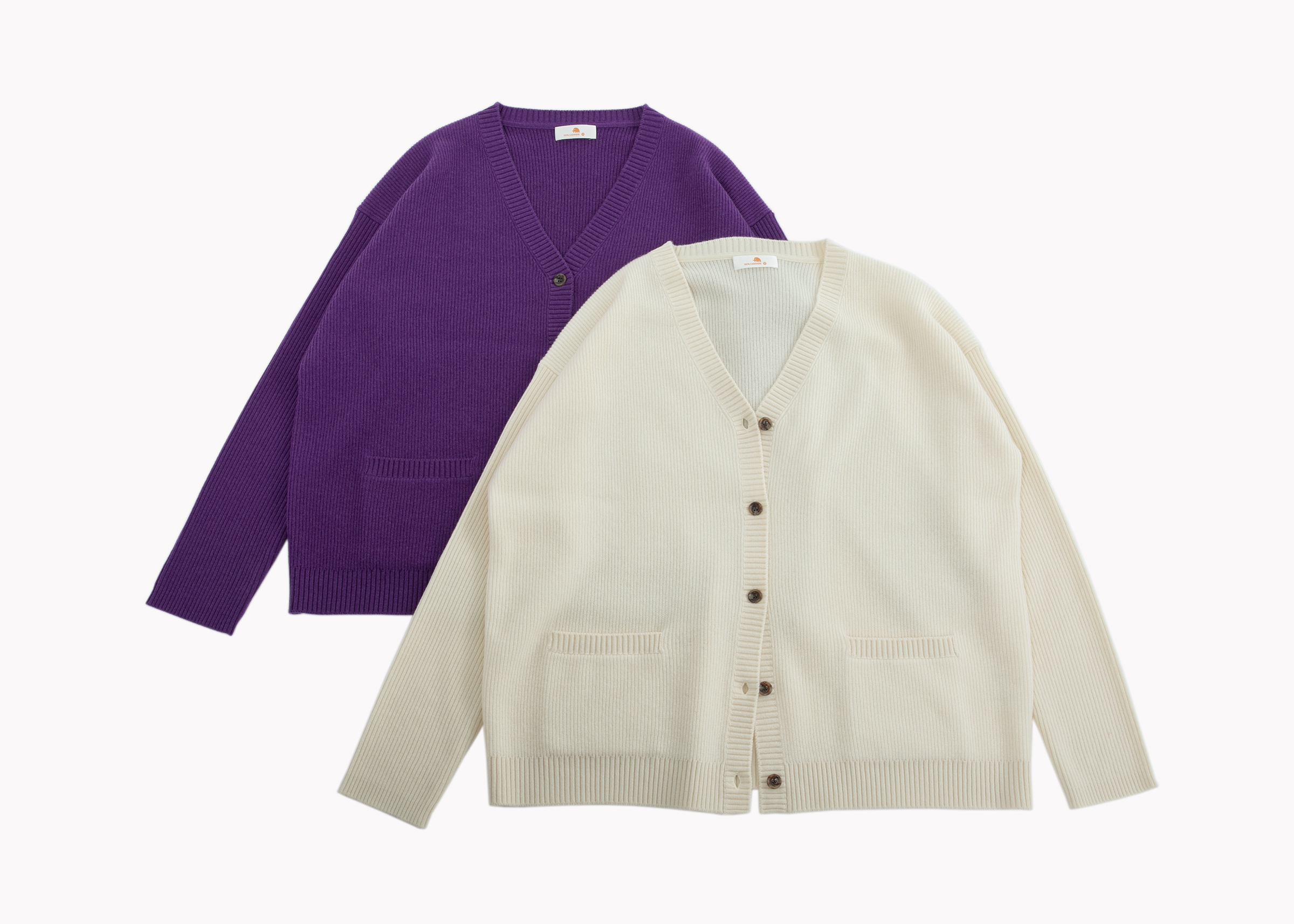 小金象 山羊绒100% - 女中厚落肩袖宽松V领开衫12针单元宝+罗纹