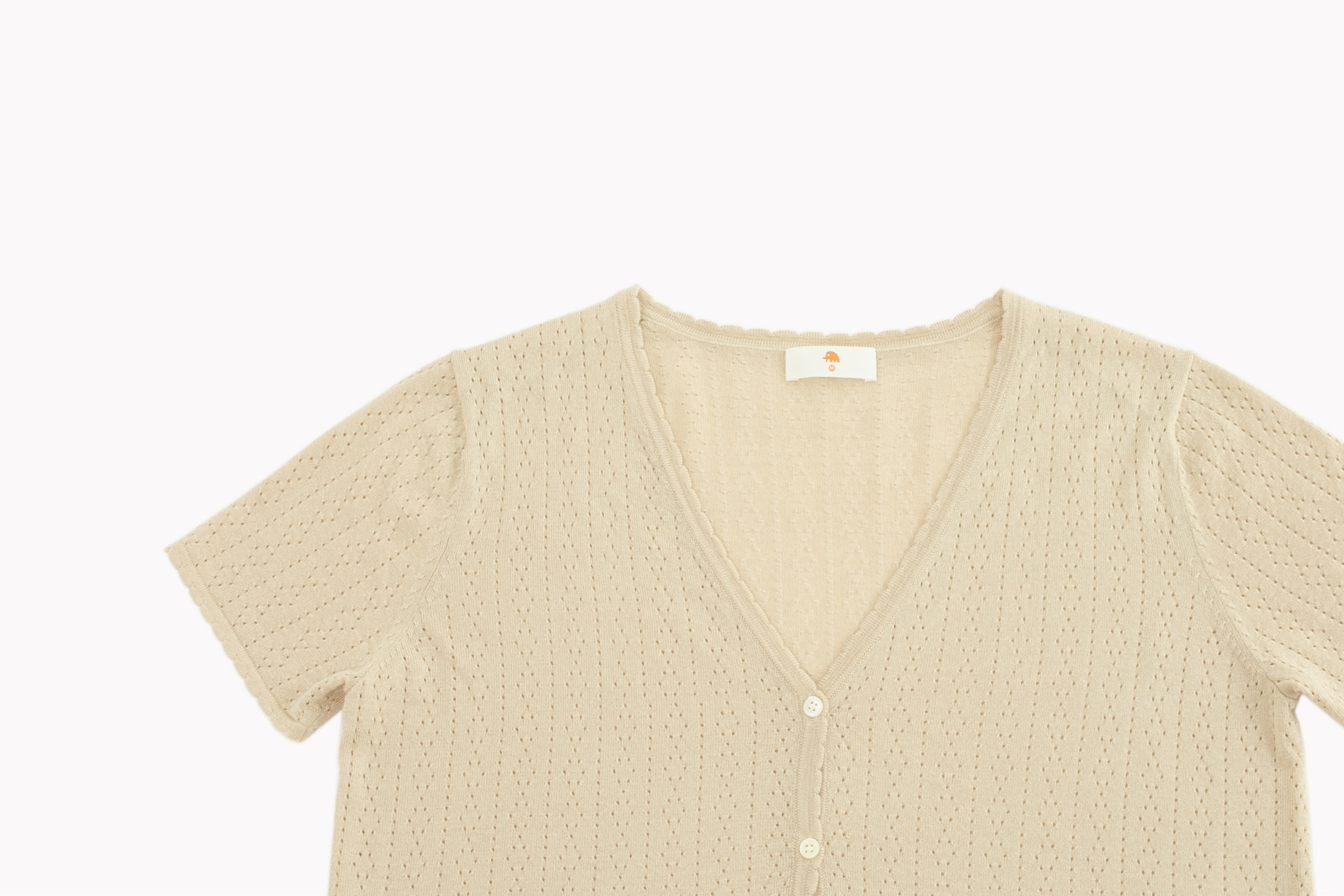 小金象 真丝85%山羊绒15%-春夏超短款镂空浪漫V领宽松短袖开衫