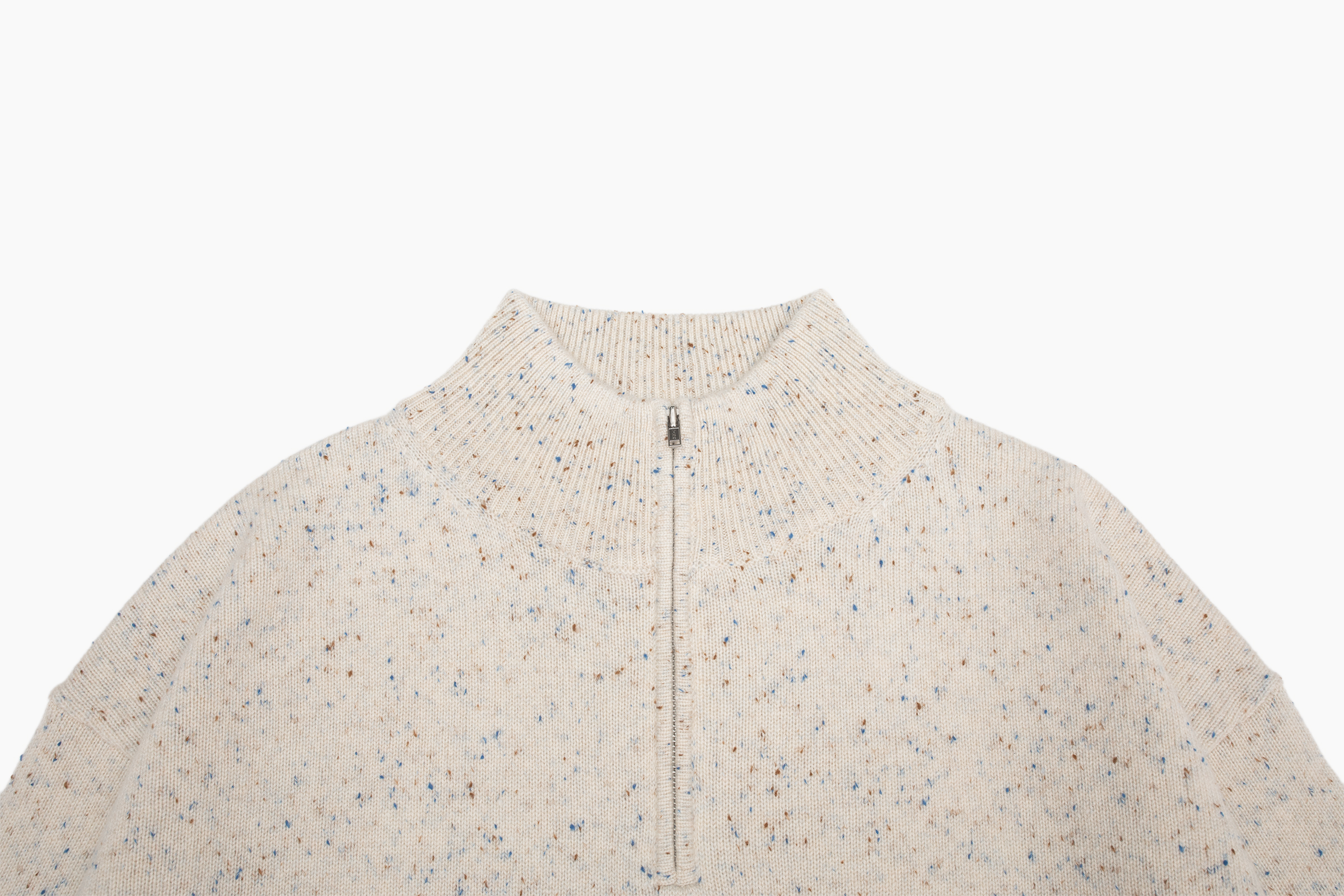 小金象 山羊绒100%-简洁轻快 女9针中厚半高领拉链立领宽松套头衫