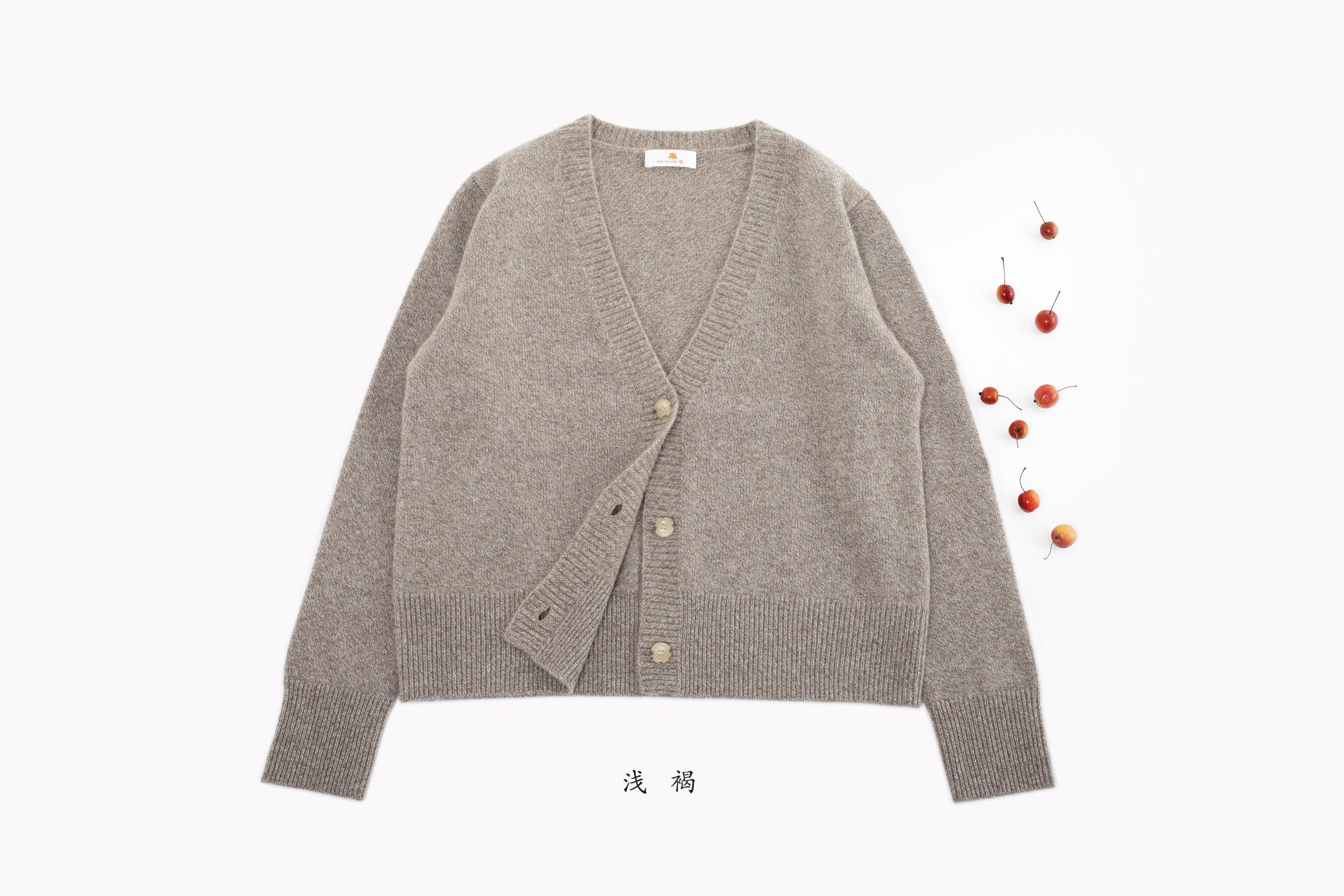 小金象 山羊绒100% - 女秋冬微宽松中厚深V领通勤短款开衫康赛妮