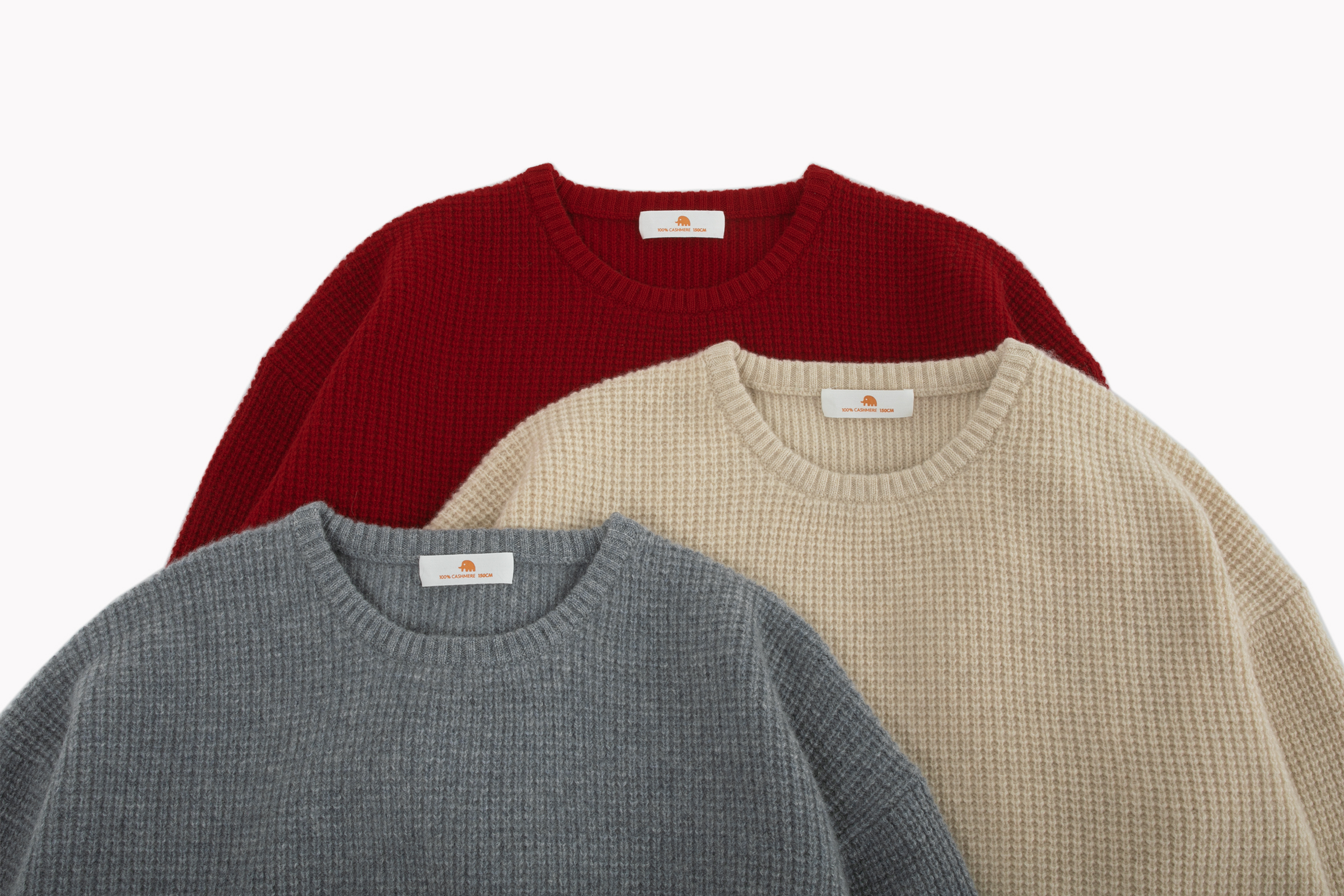 小金象  山羊绒100%-男女童7针中厚圆领落肩袖宽松长袖套头康赛妮