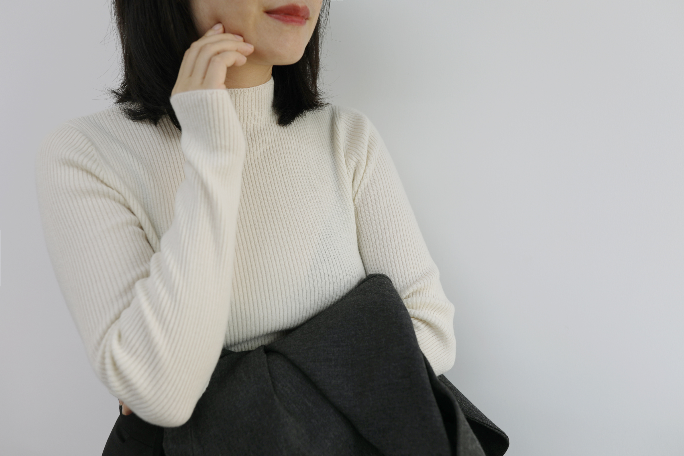 小金象-CASHMERE 100% -女14针36支半高领罗纹修身收腰保暖打底衫