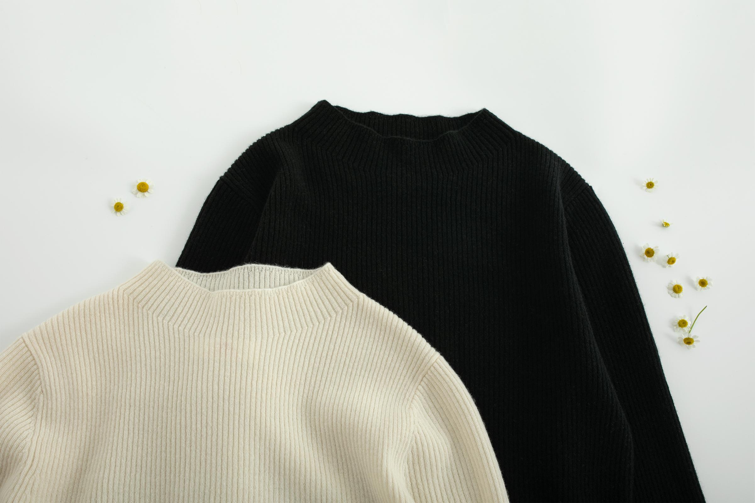 小金象-CASHMERE 100% -女14针36支半高领罗纹修身收腰保暖打底衫