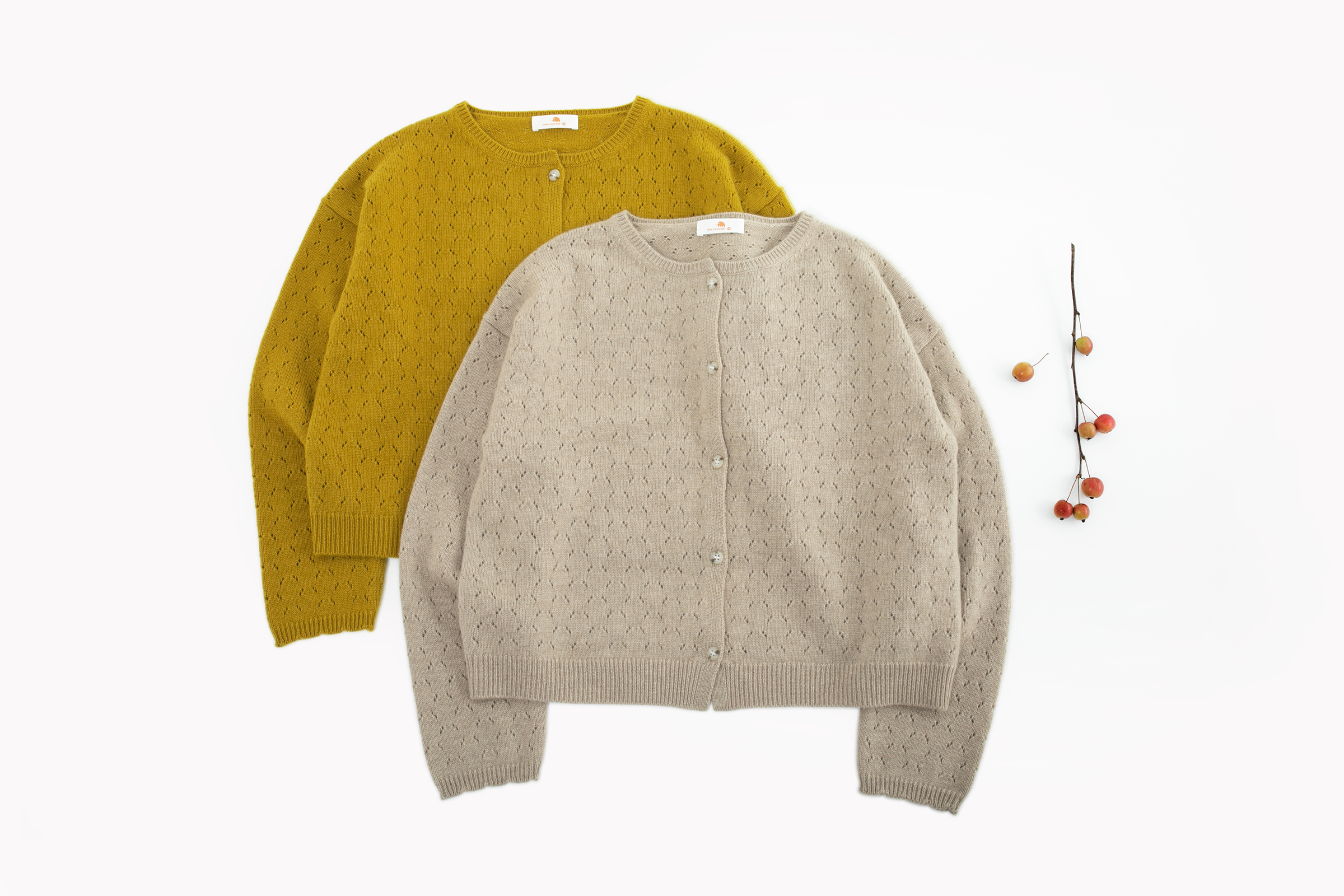 小金象 山羊绒100%-女秋冬中厚复古镂空小圆领落肩袖宽松短款开衫