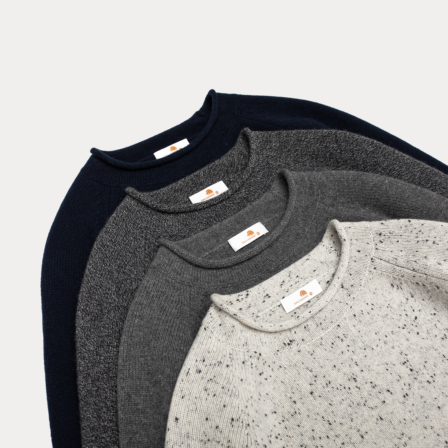 小金象 CASHMERE 100%  男7G加厚自然卷边半高领插肩袖宽松套头衫