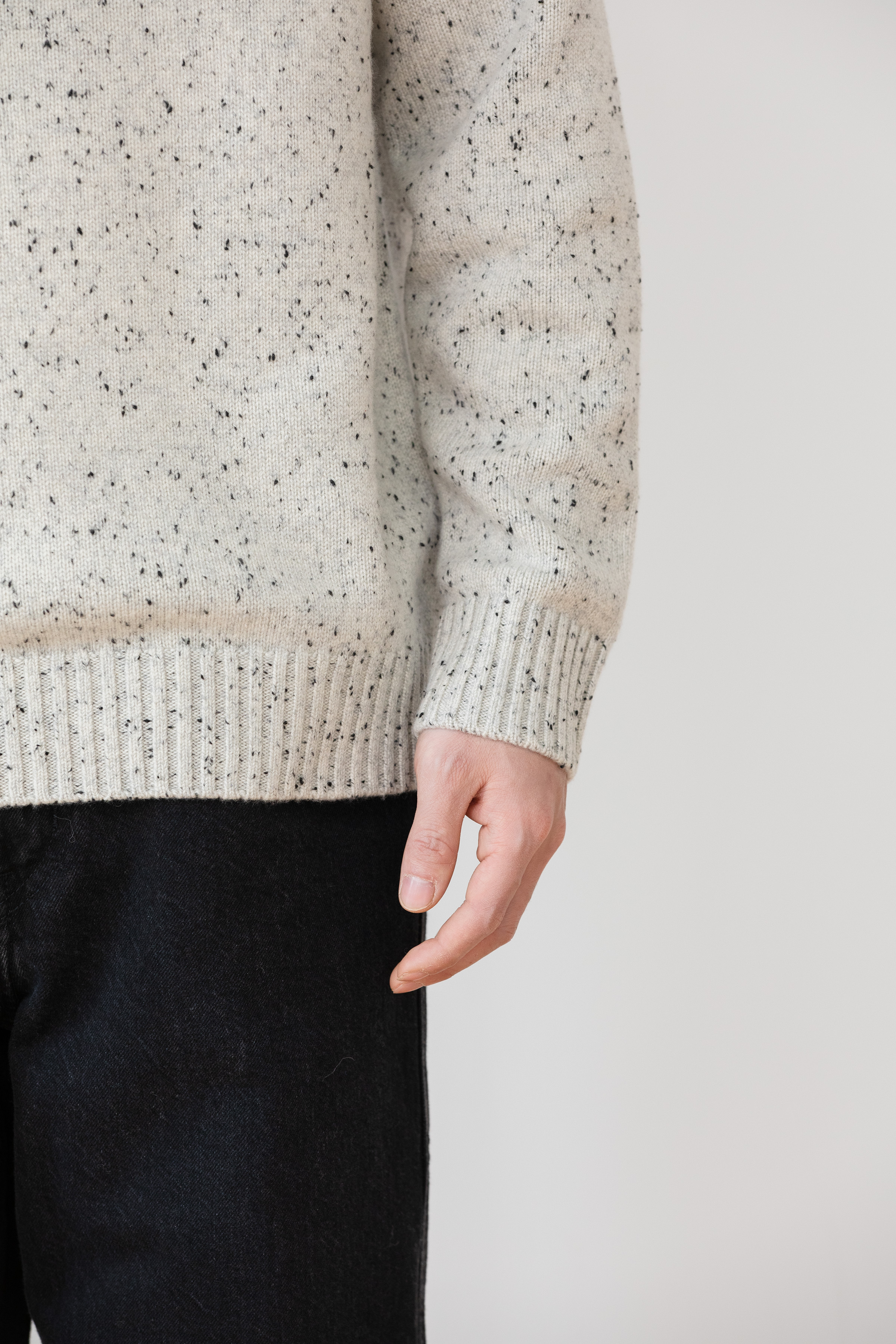 小金象 CASHMERE 100%  男7G加厚自然卷边半高领插肩袖宽松套头衫