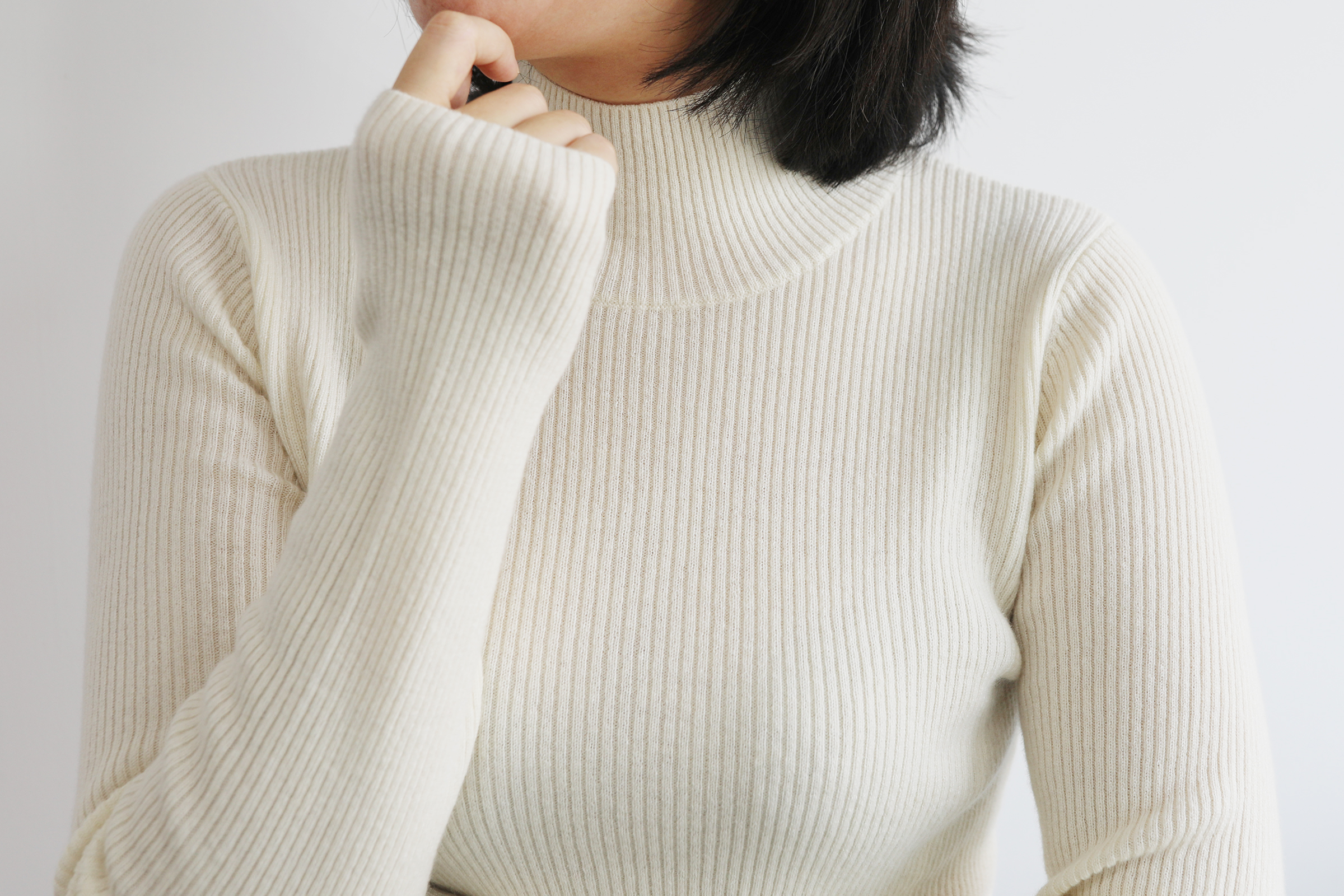 小金象-CASHMERE100%-女14针36支单层罗纹高领修身收腰保暖打底衫