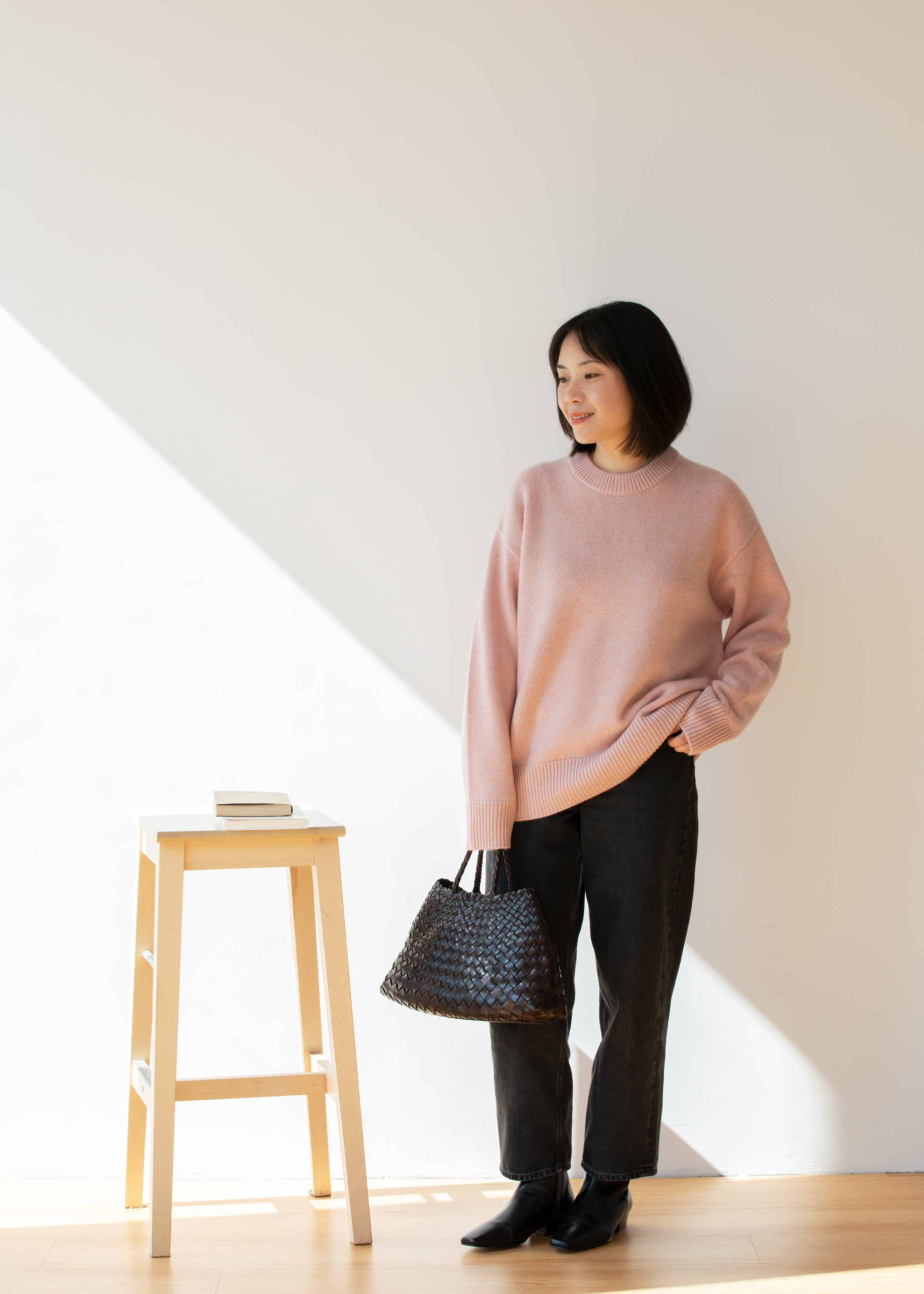 小金象 - 山羊绒100%-女5针4根纱加厚宽松型圆领落肩套头衫康赛妮