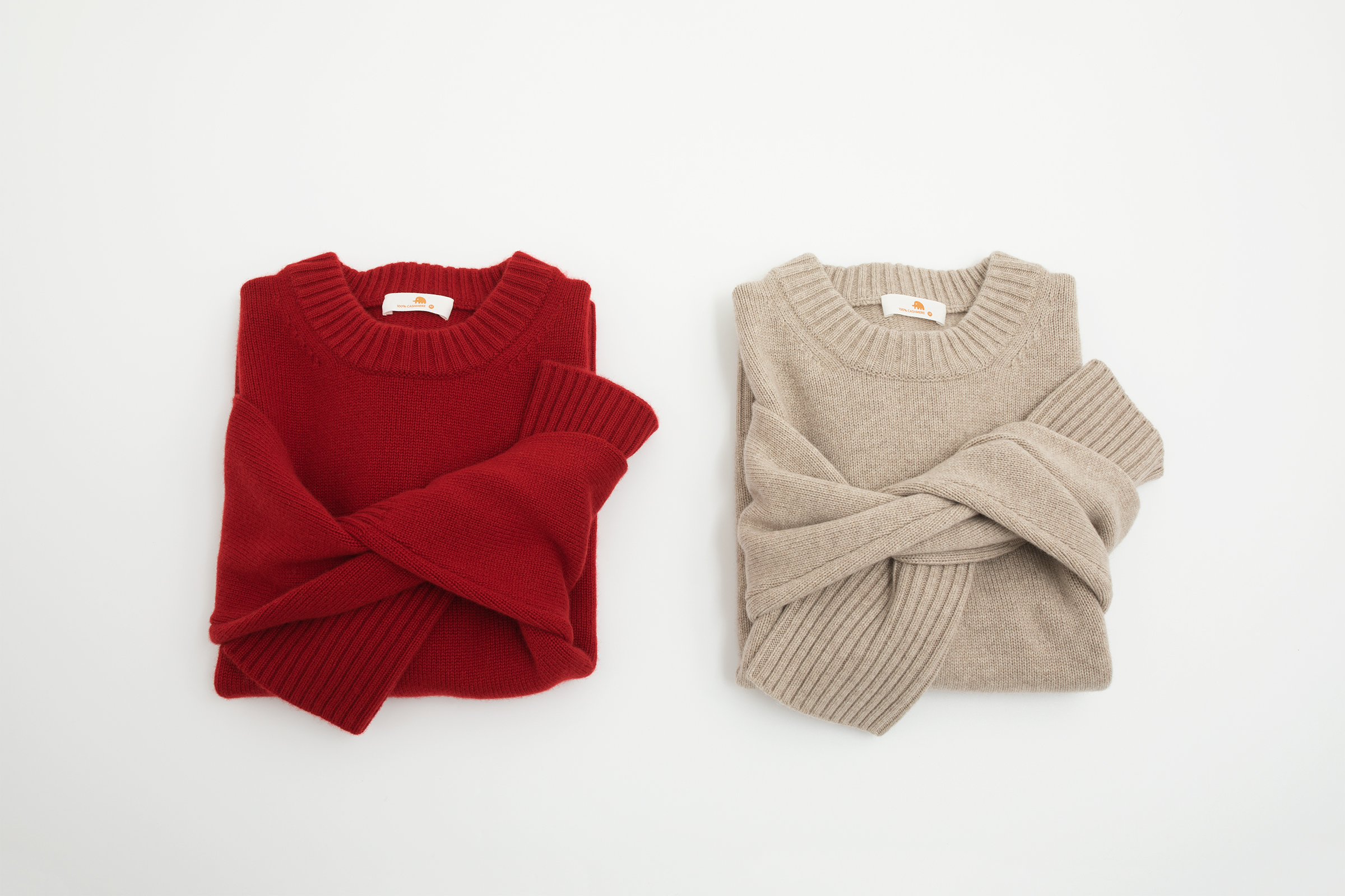 小金象-BABY CASHMERE 100%-女7针3根纱加厚小圆领落肩宽松套头衫