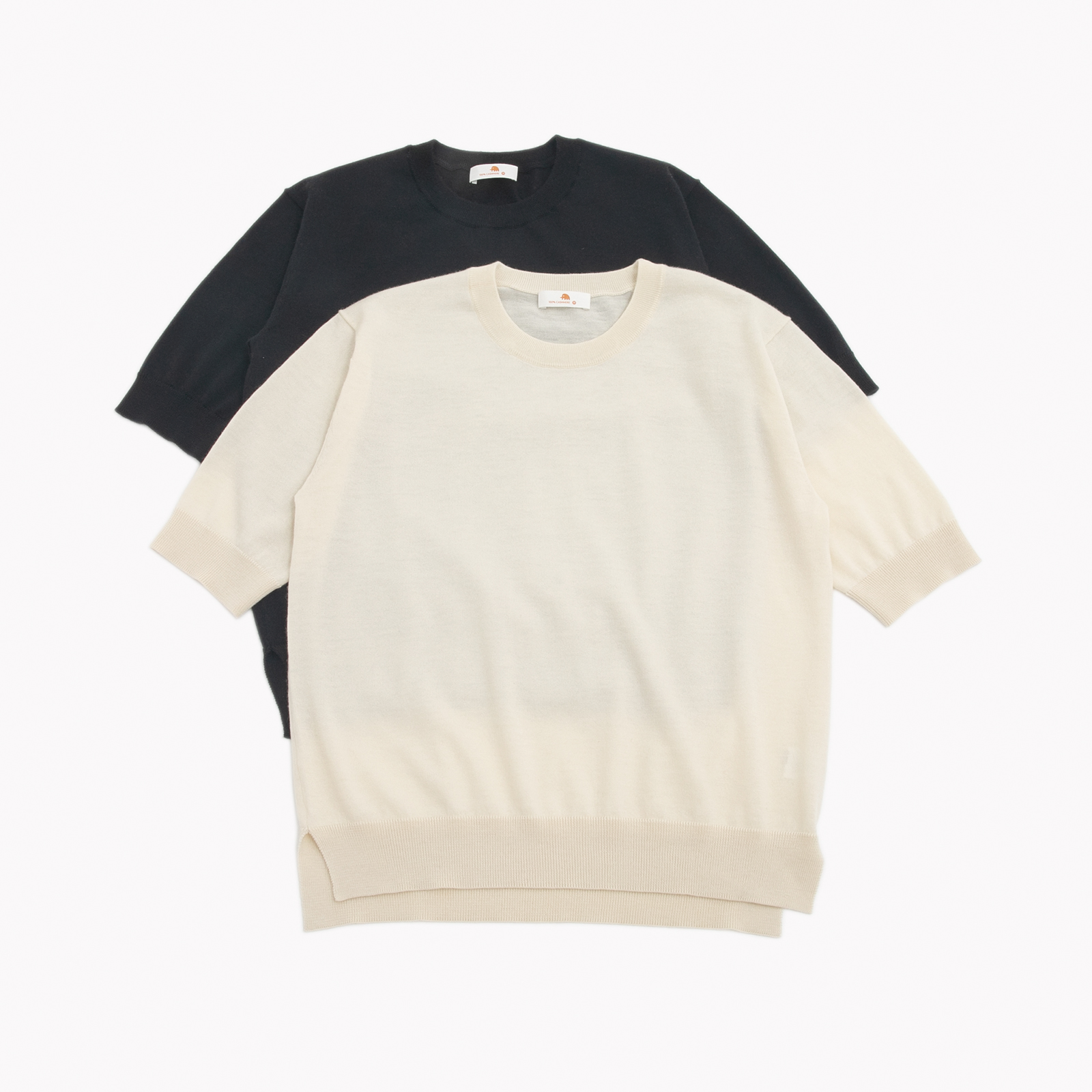 小金象 山羊绒100% -女春秋精纺3股68支轻薄通勤小圆领半袖套头衫