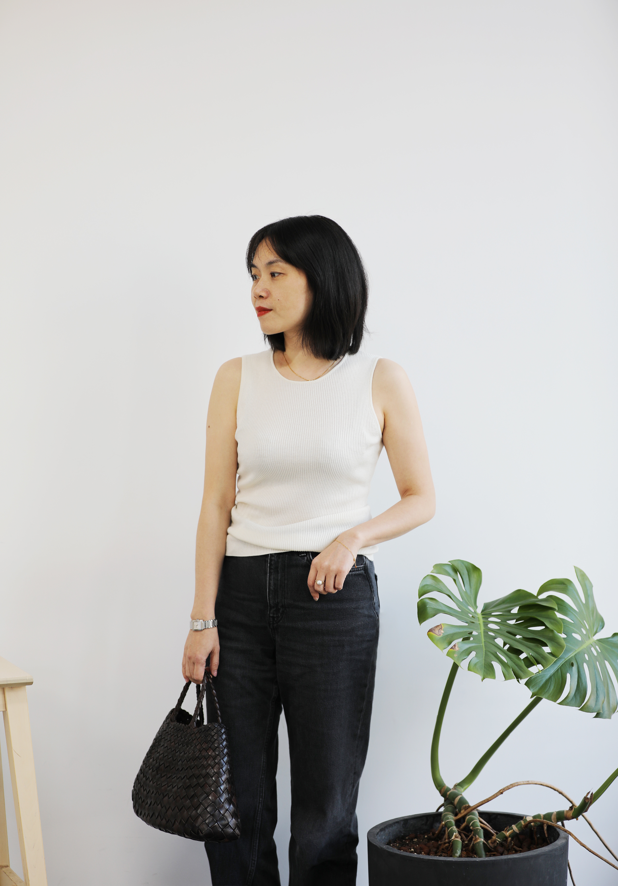 小金象 真丝85%山羊绒15%-春夏基础通勤针织圆领无袖罗纹修身背心