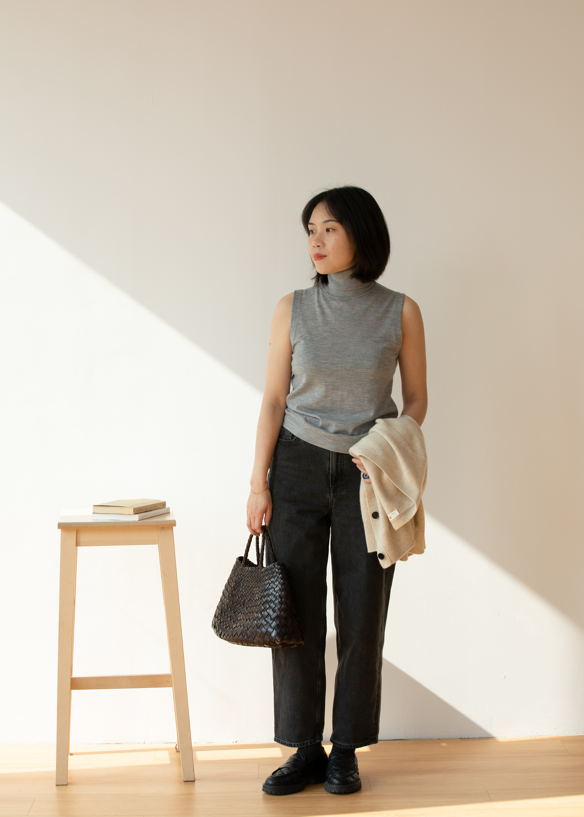 小金象 山羊绒100% 女16针48支精纺打底两翻高领保暖无袖背心