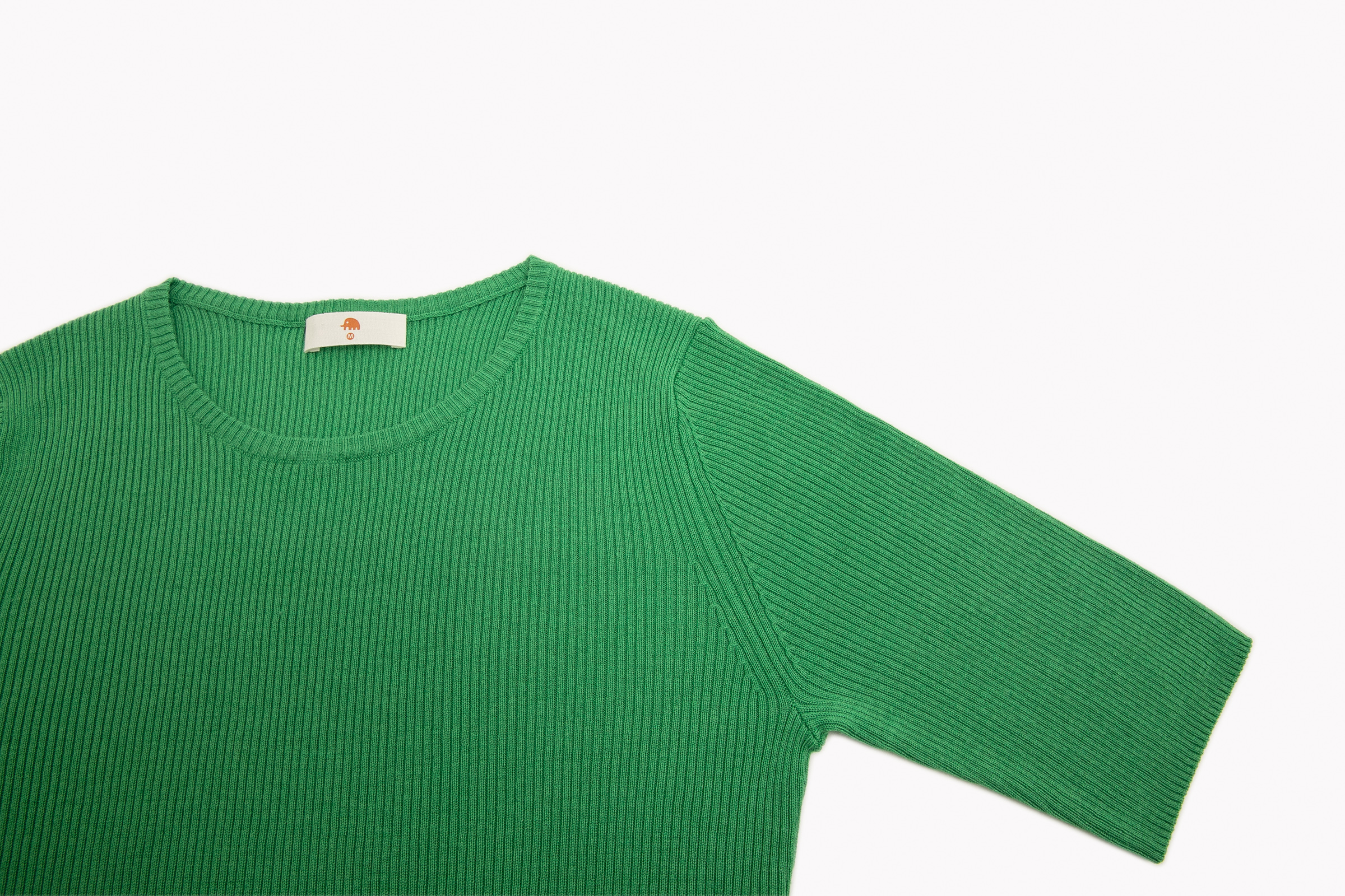 小金象 真丝85%山羊绒15%-春夏基础通勤针织罗纹修身收腰圆领半袖