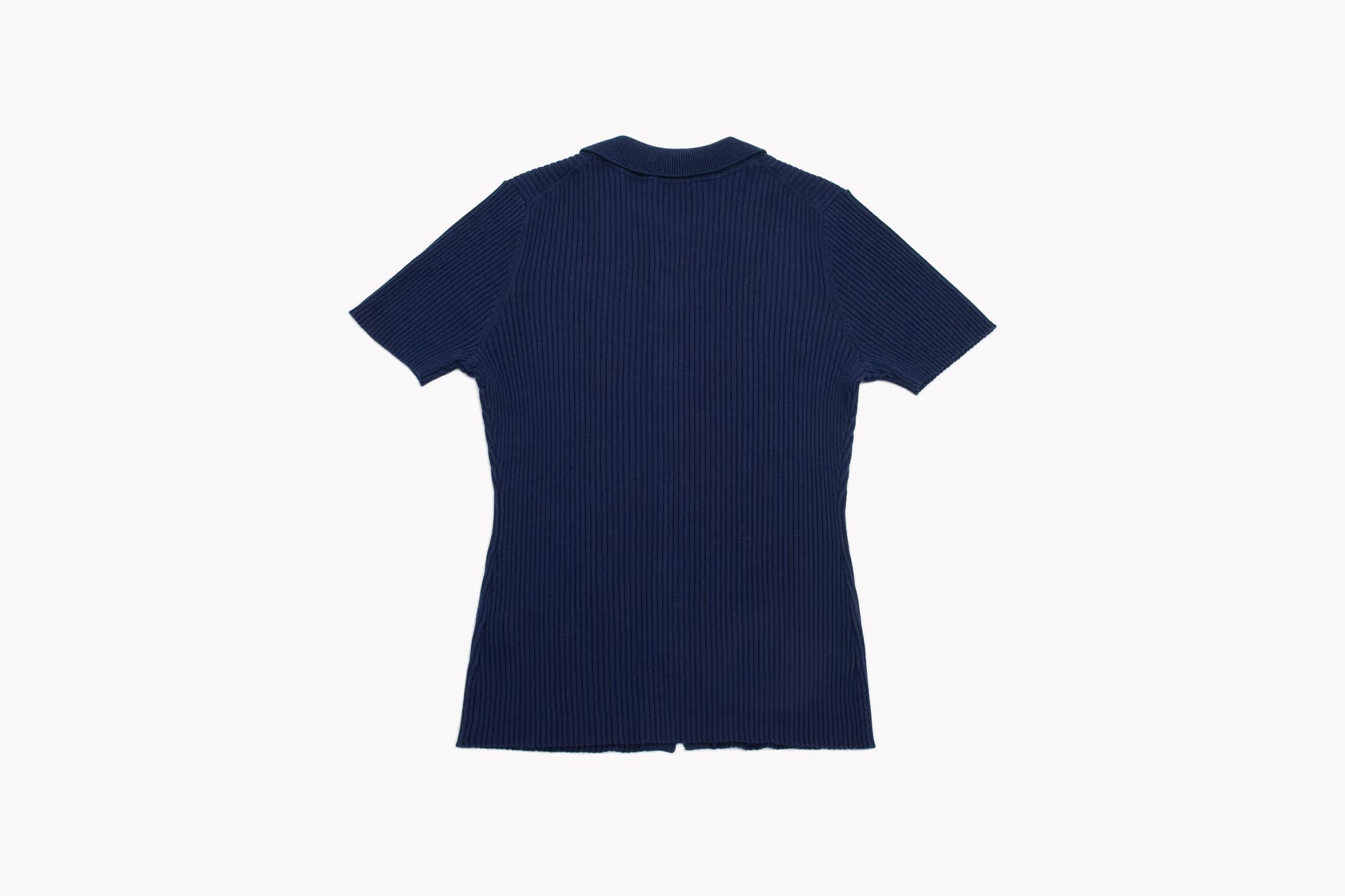 小金象 真丝85% 山羊绒15%-春夏针织罗纹Polol领翻领修身短袖开衫