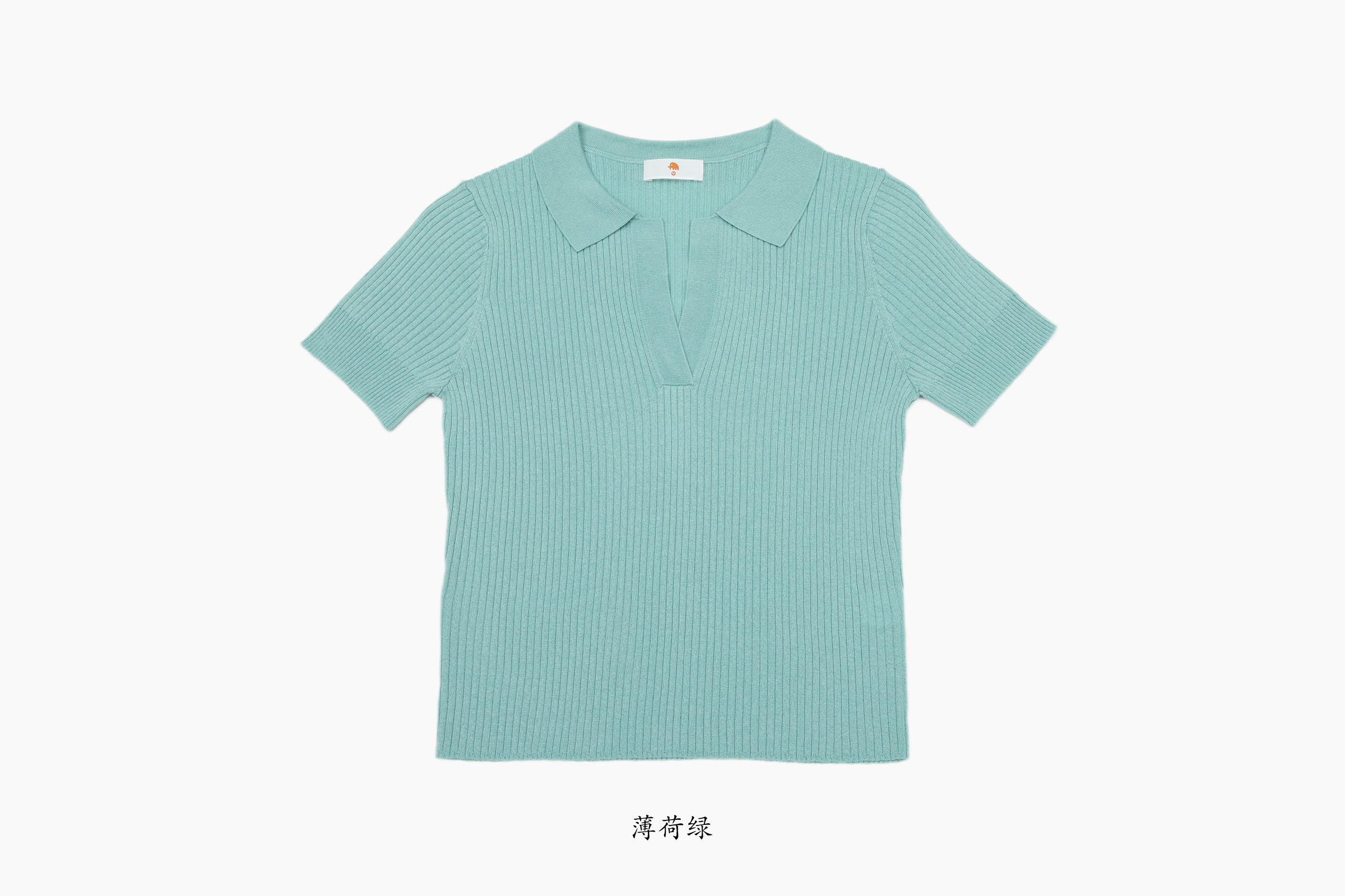 小金象 真丝85%山羊绒15% 春夏针织短款罗纹Polo领修身套头短袖