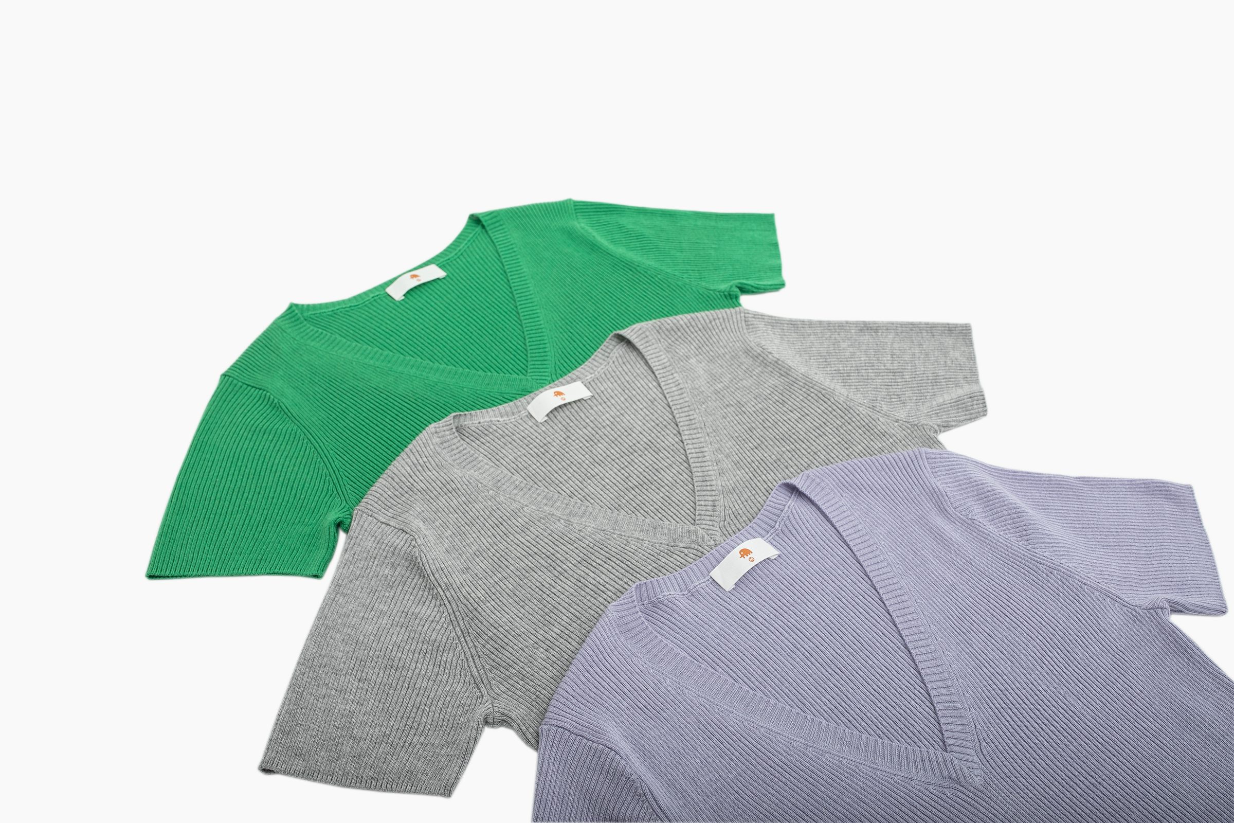 小金象 真丝85%山羊绒15% -春夏基础通勤针织罗纹V领修身收腰短袖