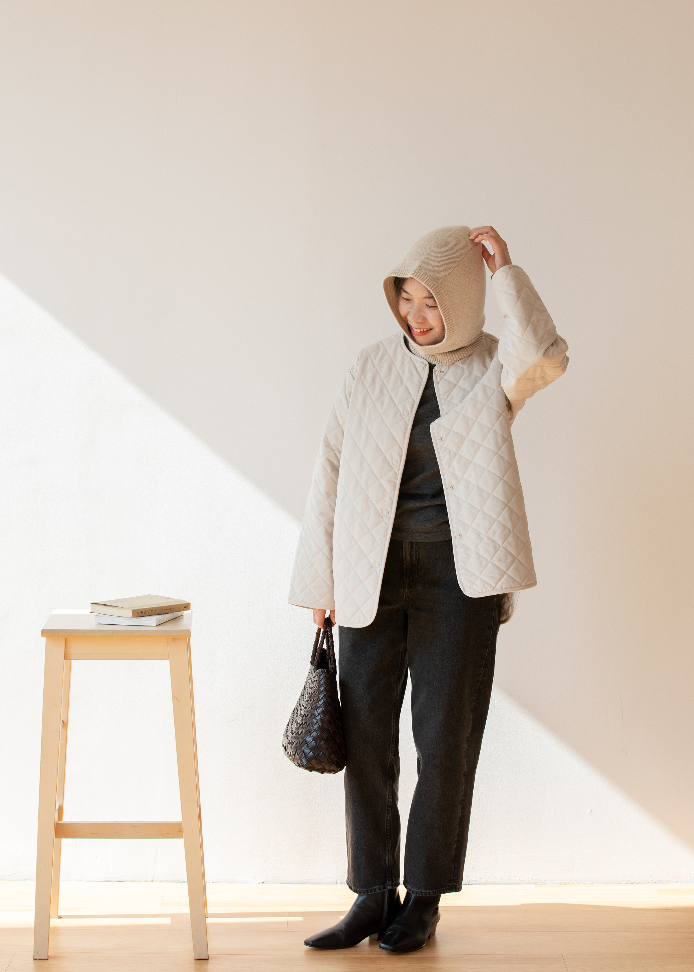 小金象 山羊绒100%  有点幽默的中性男女同款针织连帽保暖围脖