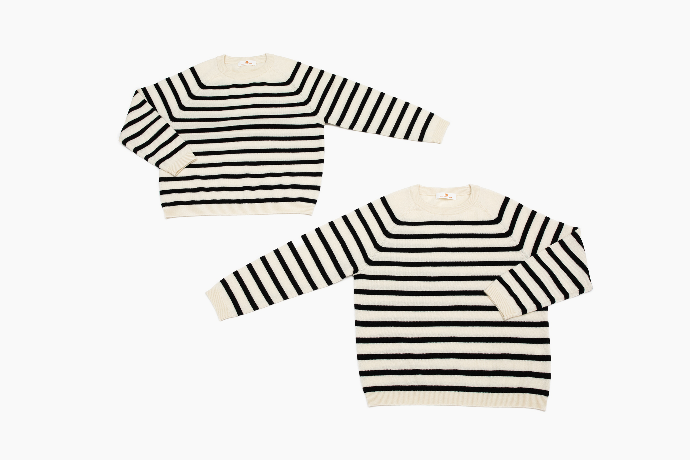 小金象  山羊绒100% 儿童男女童12针薄款经典圆领条纹保暖套头衫