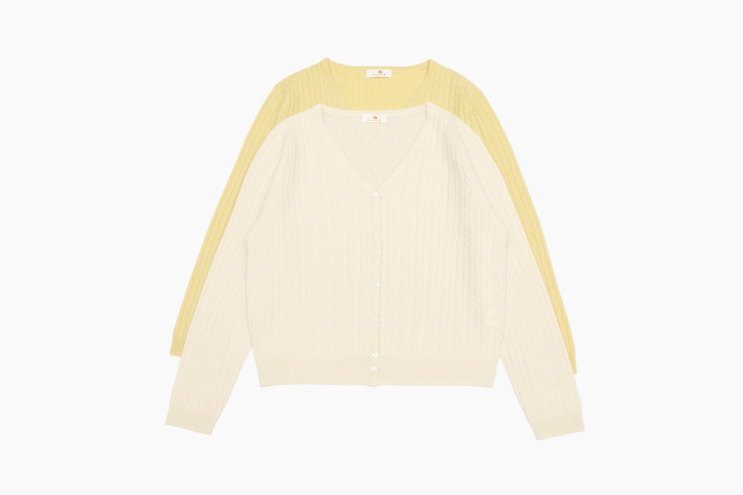 小金象 BABYCASHMERE 100% 女薄款小山羊绒小麻花短款V领长袖开衫