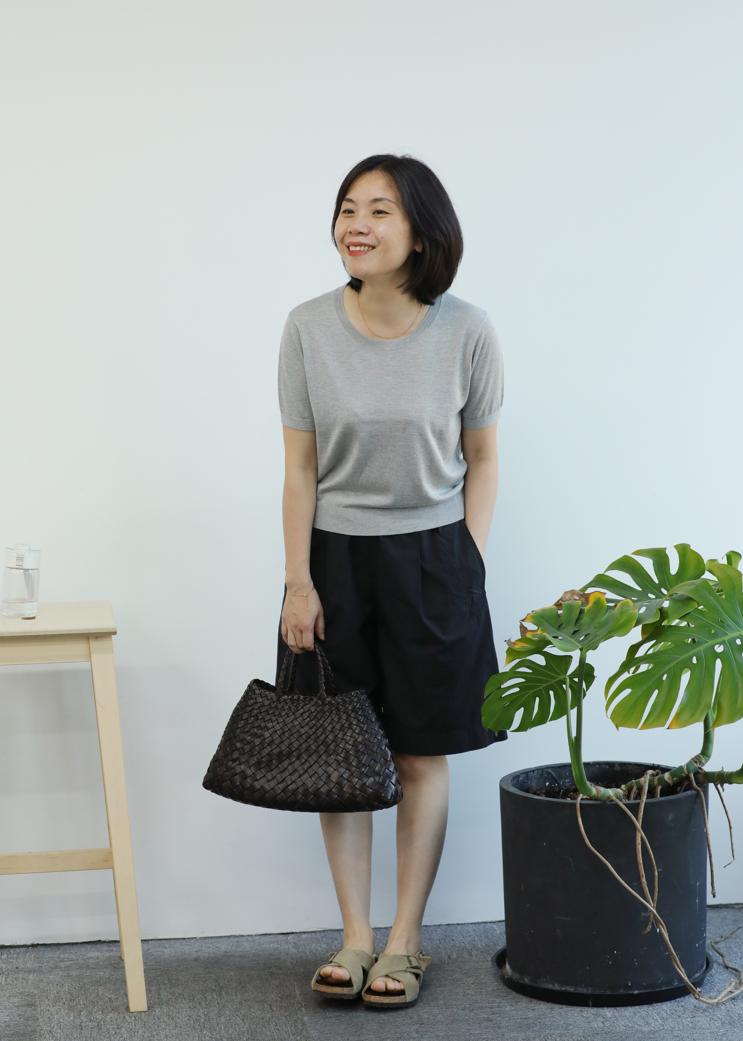 小金象 真丝85%山羊绒15%-女春夏超薄宽松通勤基础圆领短袖套头衫