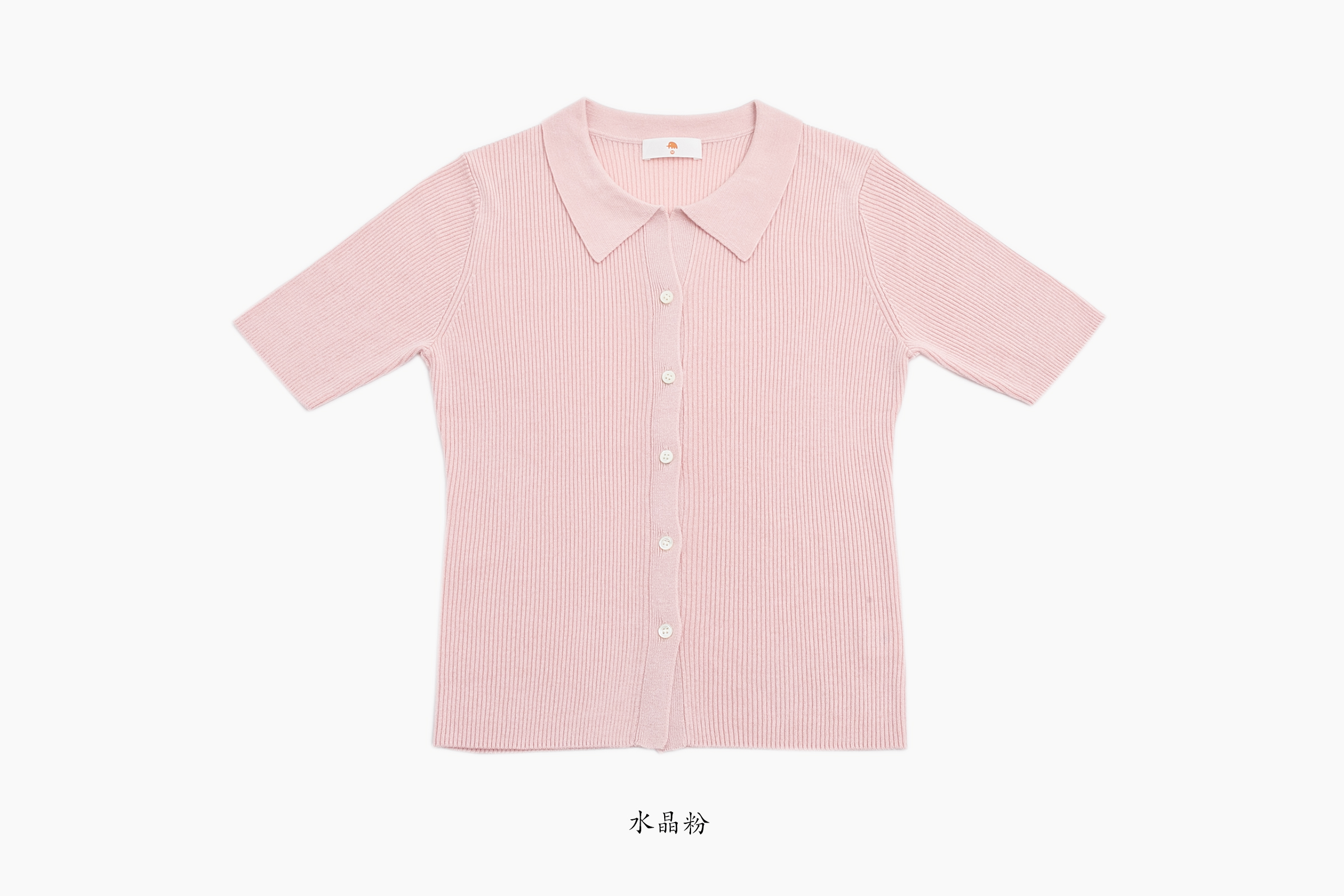 小金象 真丝85% 山羊绒15%-春夏针织罗纹Polol领翻领修身短袖开衫