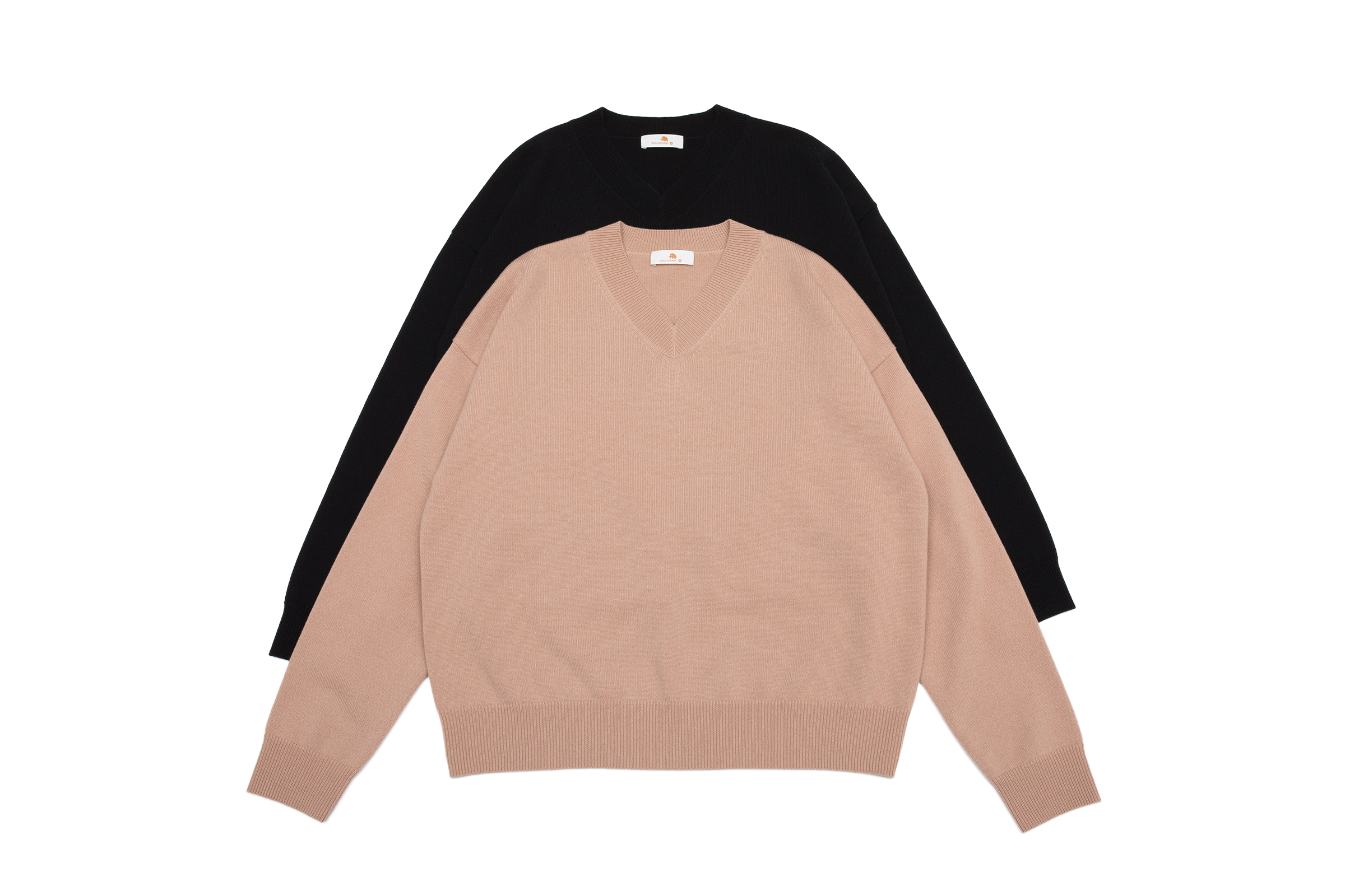 小金象 - 山羊绒100%  女2/36支纱中厚加密宽松落肩袖小V领套头衫