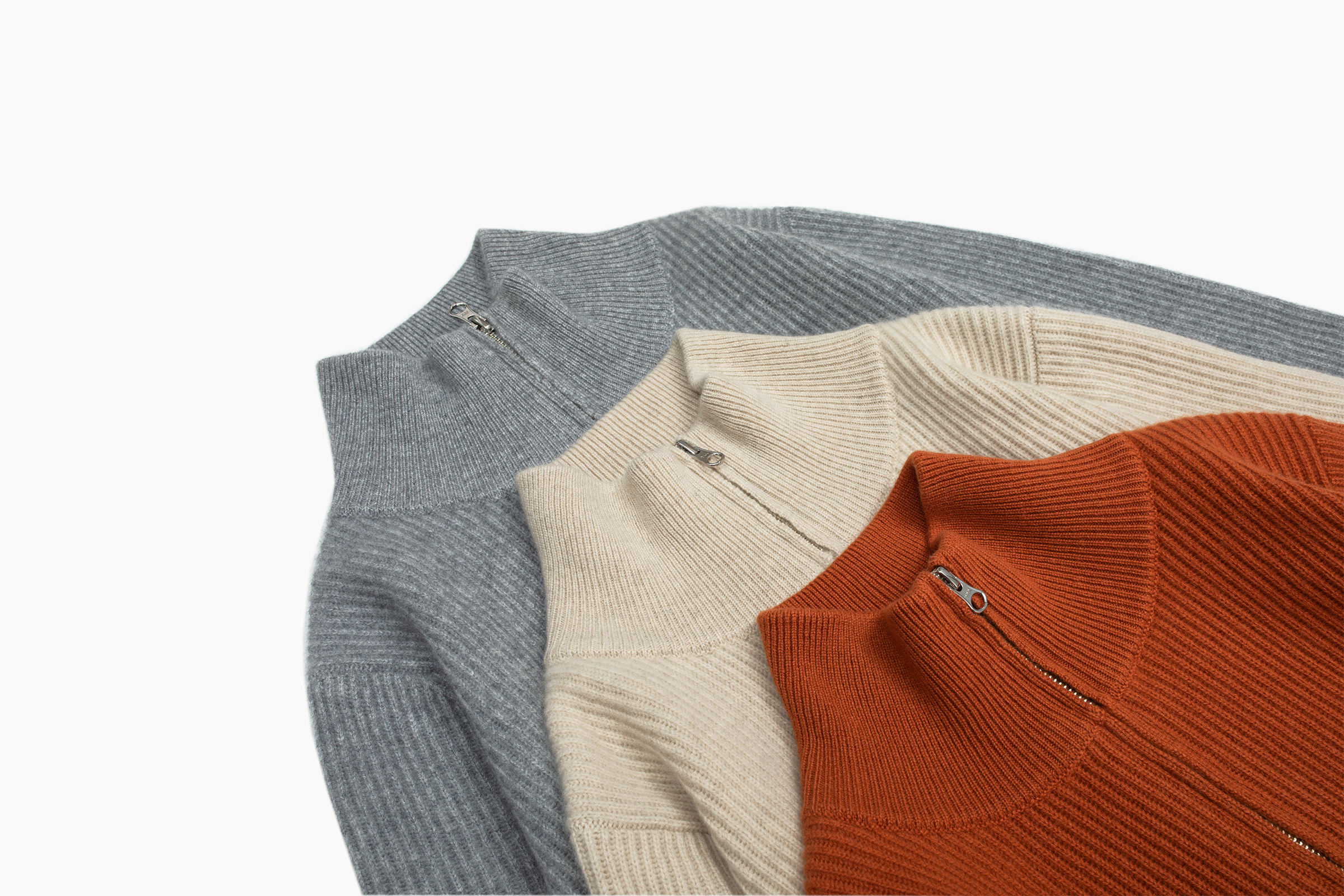 小金象 山羊绒100%女基础通勤9针双元宝合身高领立领双开拉链开衫