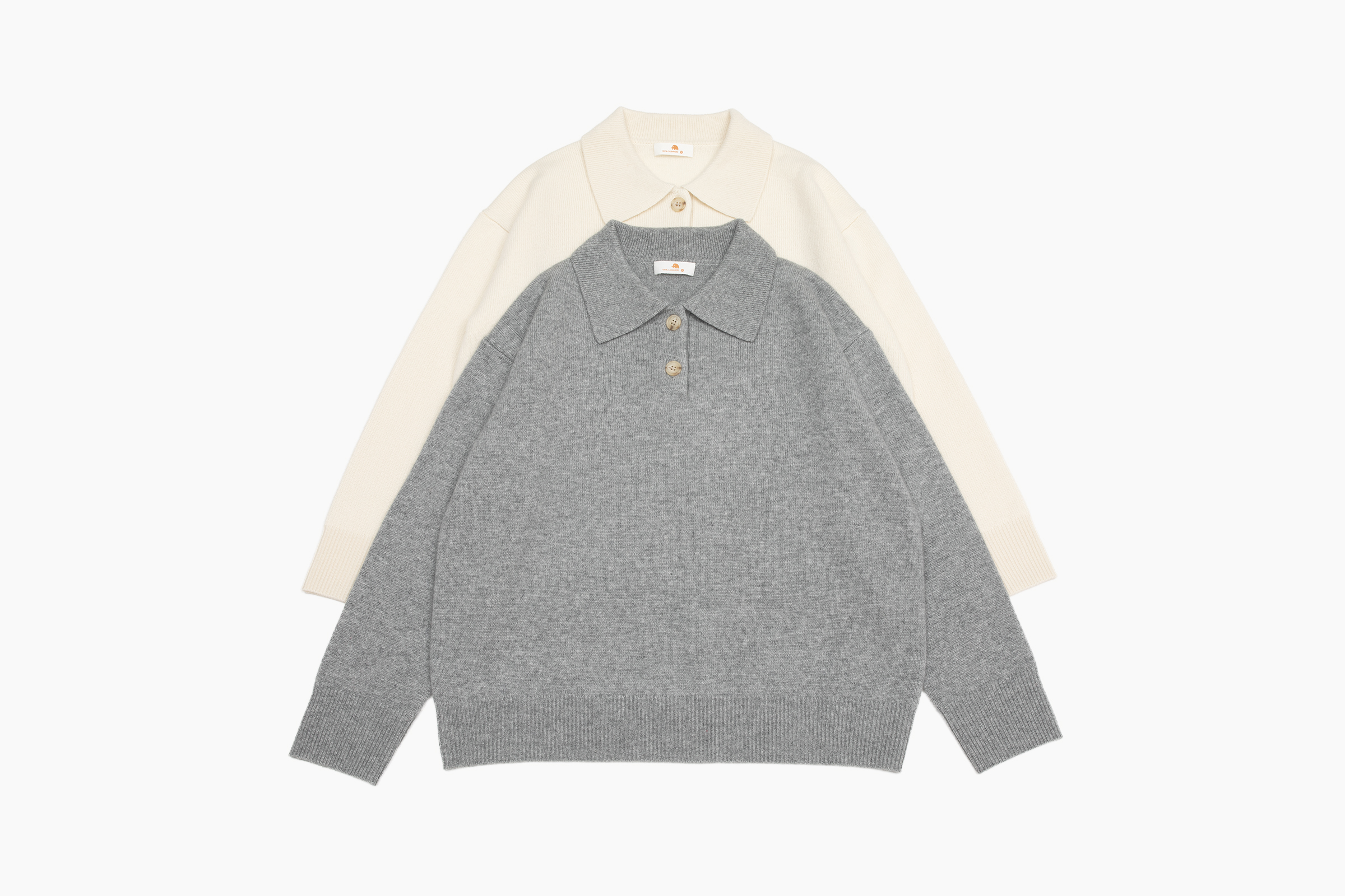 小金象 山羊绒100% 女9针中厚加密宽松保暖复古Polo领长袖套头衫