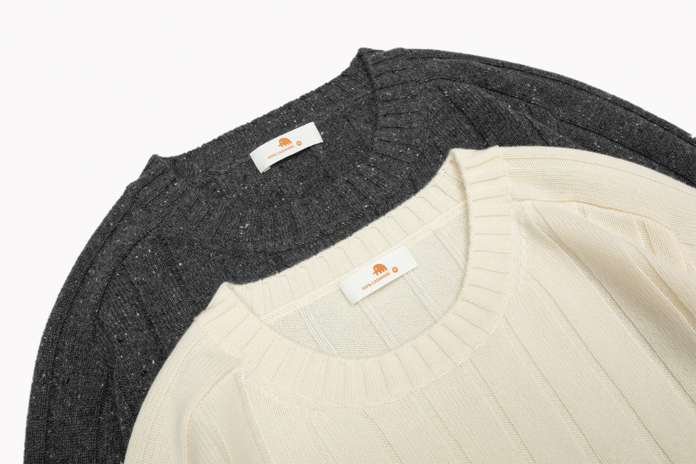 小金象 - 山羊绒100% 圆领坑条马鞍肩长袖套头衫 女9针加密中厚