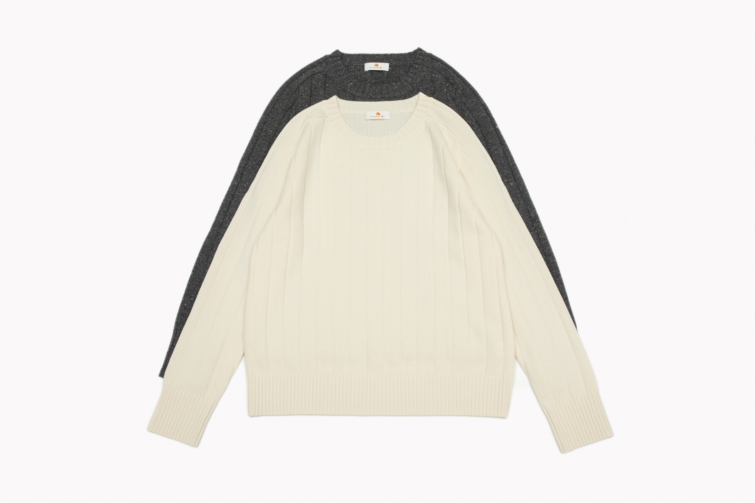 小金象 - 山羊绒100% 圆领坑条马鞍肩长袖套头衫 女9针加密中厚