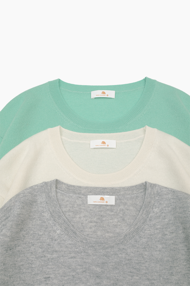 小金象 山羊绒100% 适合春秋天的轻薄圆领微落肩宽松长袖套头衫