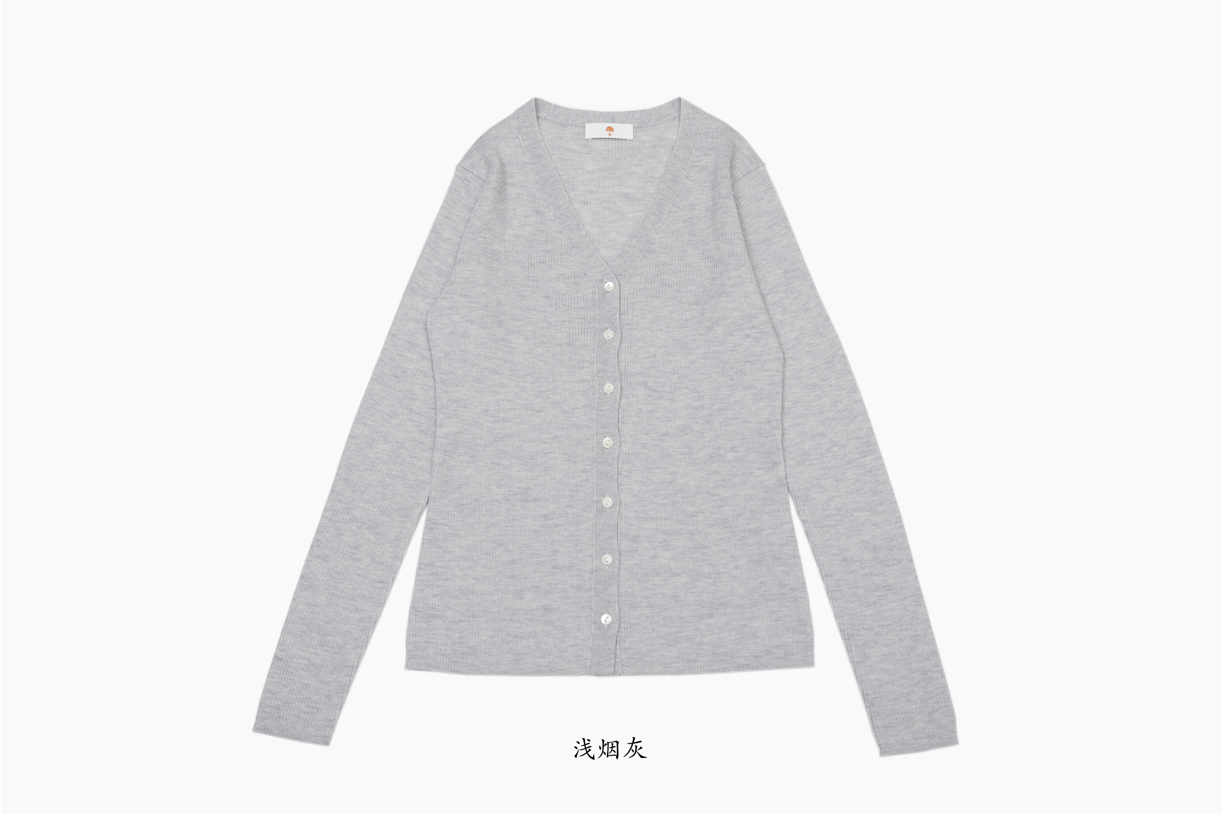 小金象 山羊绒70%真丝30% 春秋轻薄通勤修身收腰V领罗纹长袖开衫