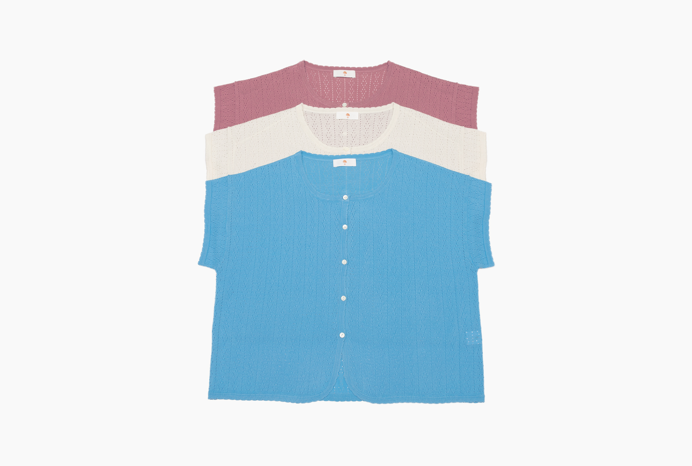 小金象 真丝85% 山羊绒15% 春夏针织镂空花纹圆领短袖宽松短开衫