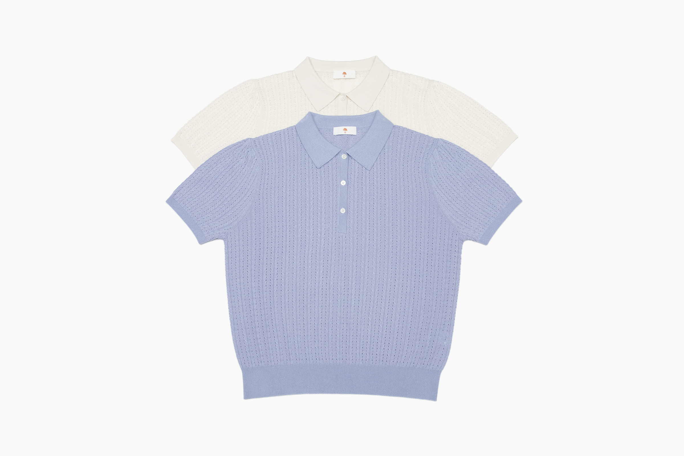 小金象 真丝85%山羊绒15% 春夏麻花镂空泡泡袖Polo领宽松套头短袖