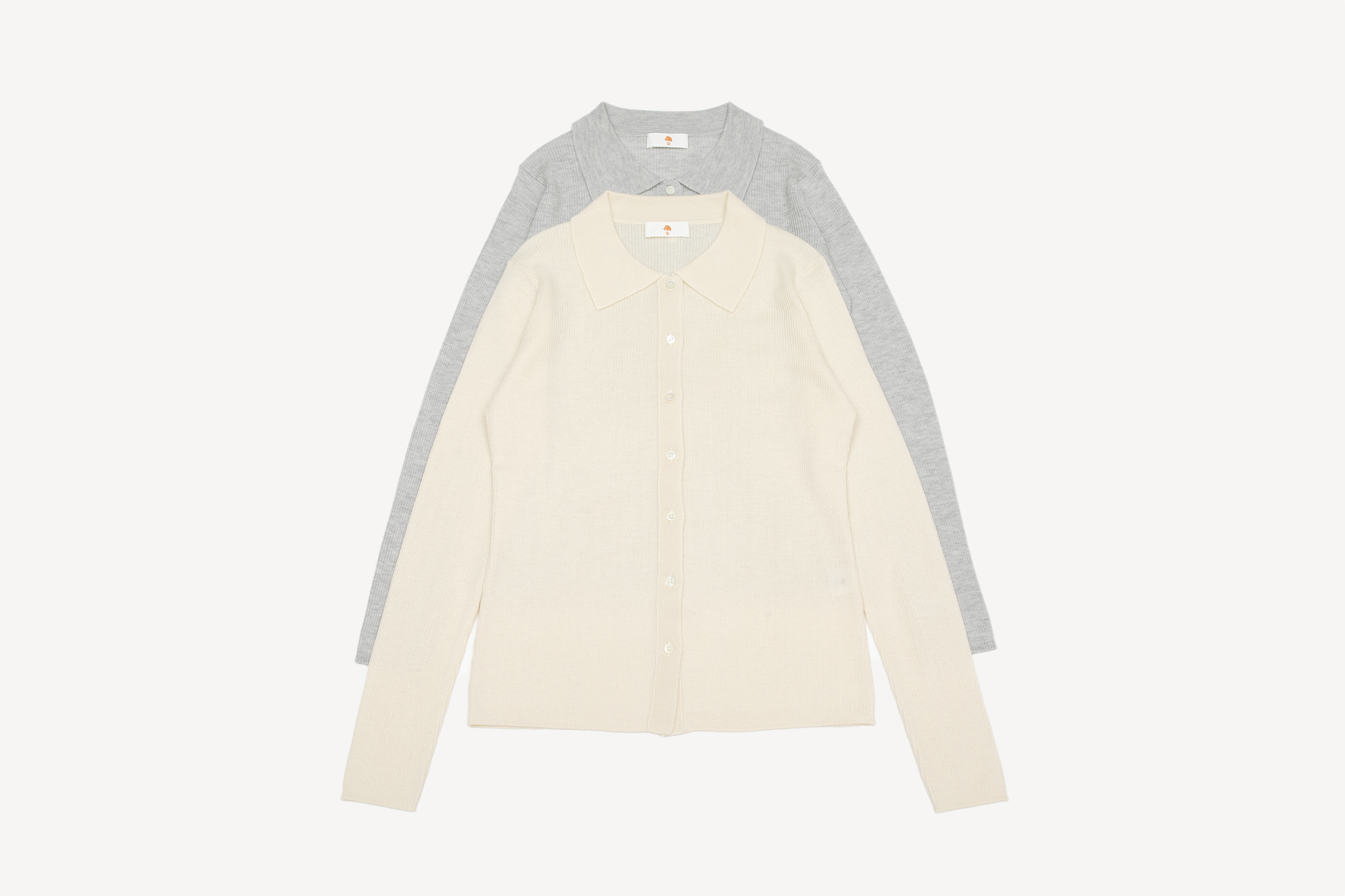 小金象 山羊绒70%真丝30% 春秋轻薄通勤修身Polo翻领罗纹长袖开衫