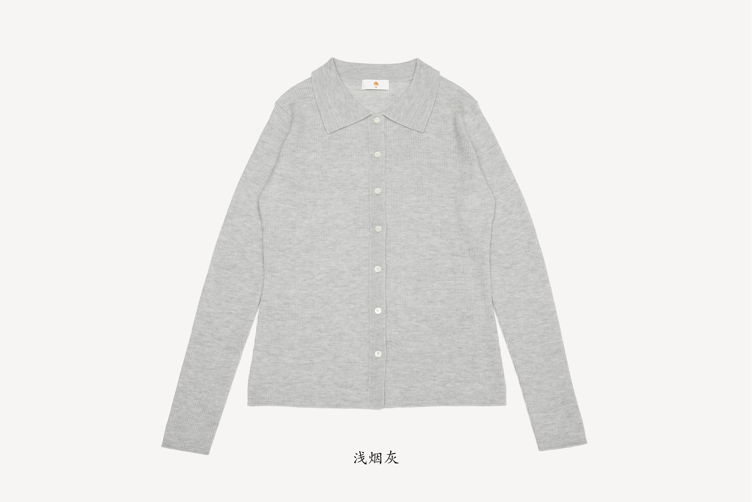 小金象 山羊绒70%真丝30% 春秋轻薄通勤修身Polo翻领罗纹长袖开衫