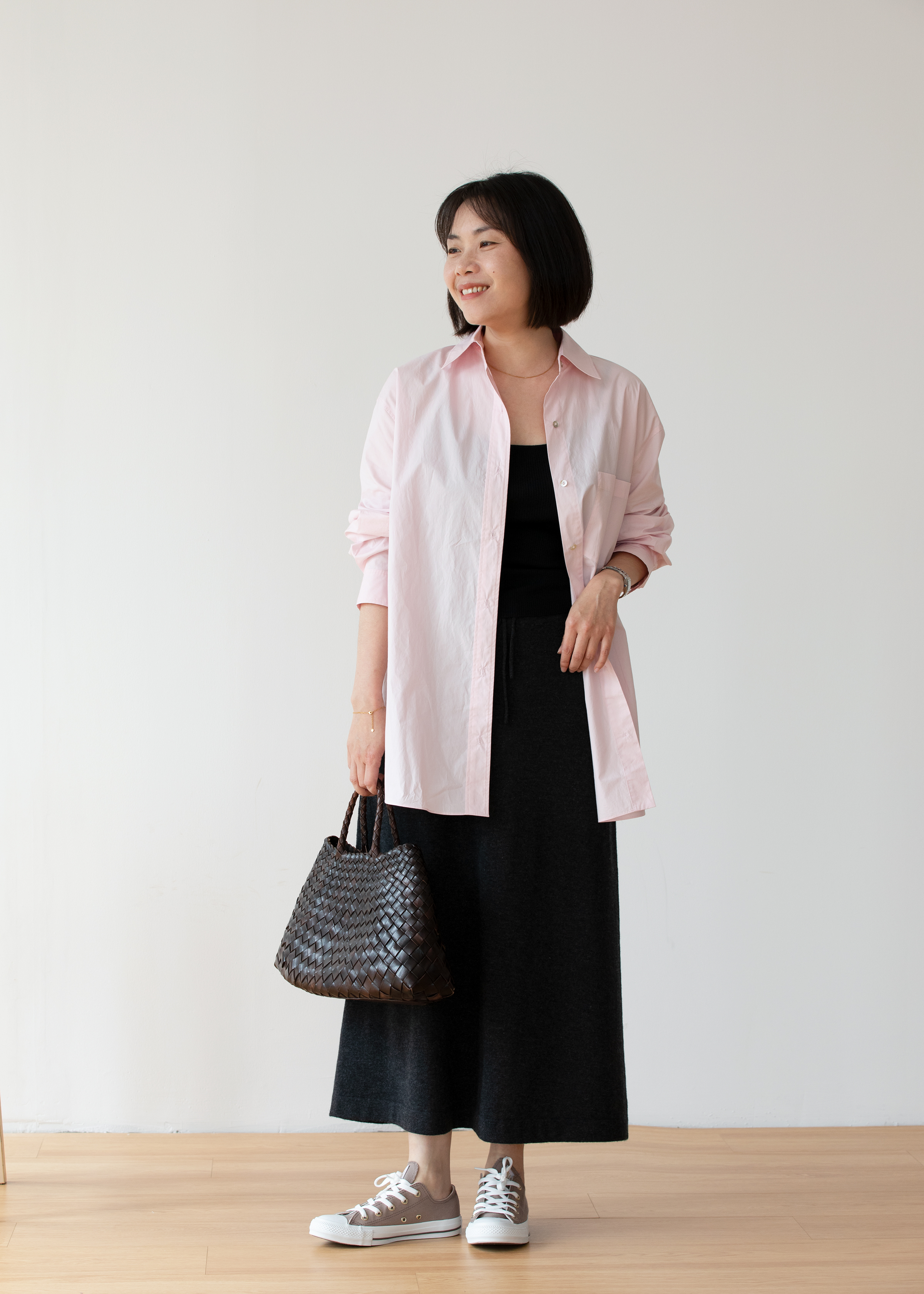 小金象 山羊绒100% 女春秋轻薄针织A字松紧系带半裙长裙