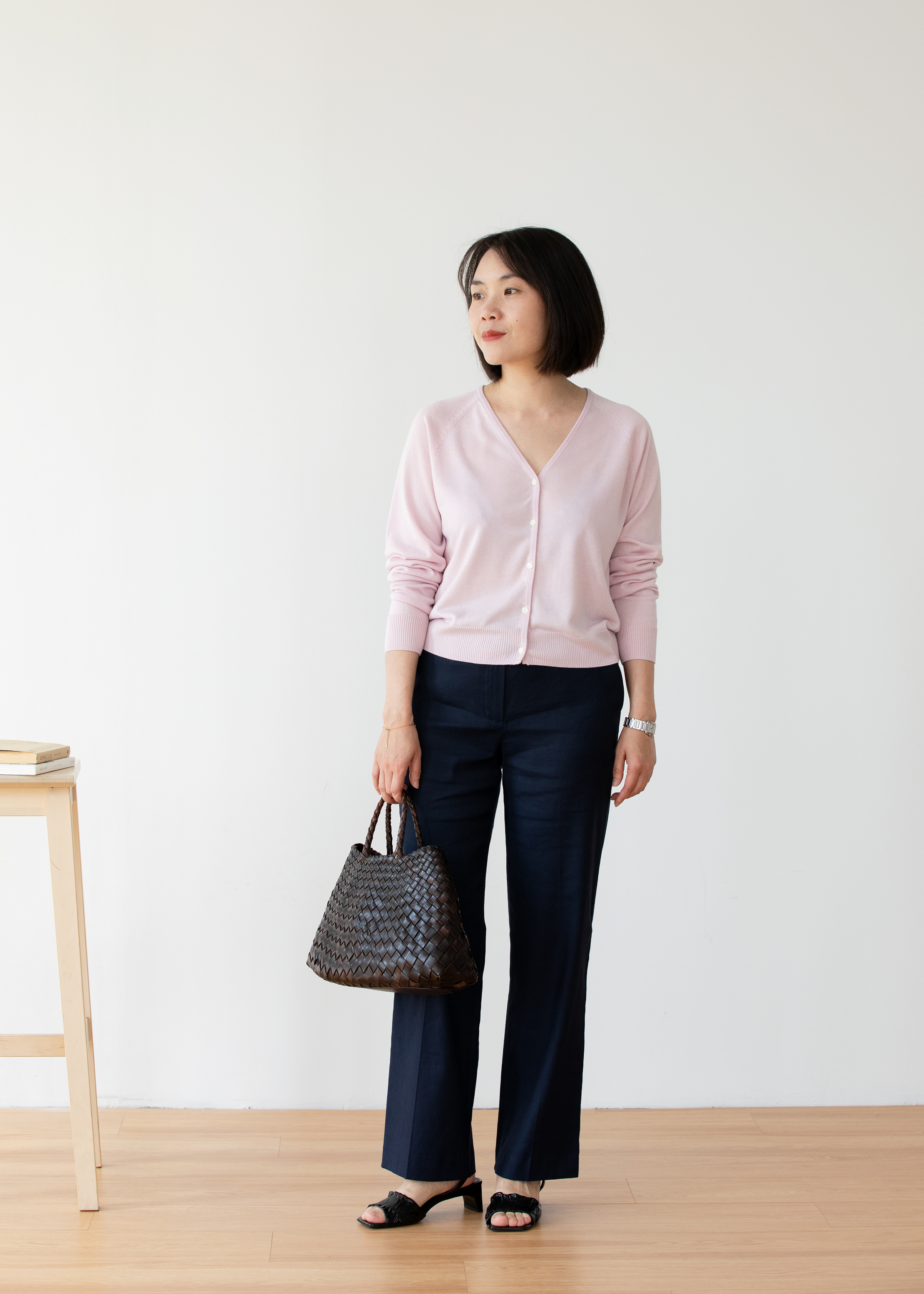 小金象 真丝85% 山羊绒15% 平常之美春夏轻薄通勤宽松V领长袖开衫