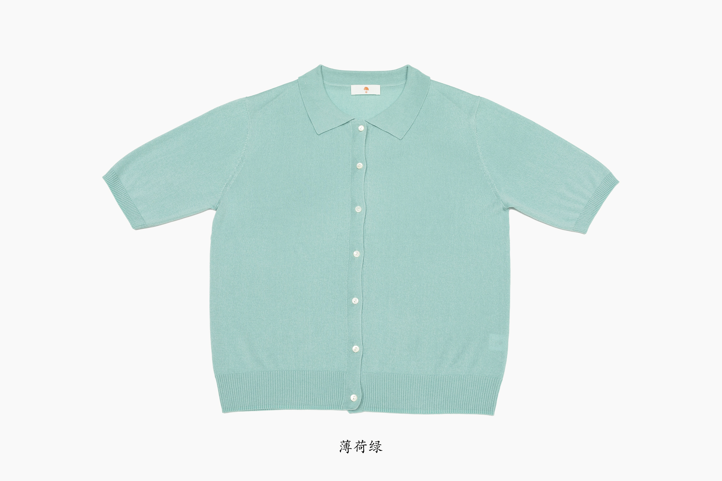 小金象 真丝85% 山羊绒15% 基础通勤春夏宽松小方Polo领短袖开衫