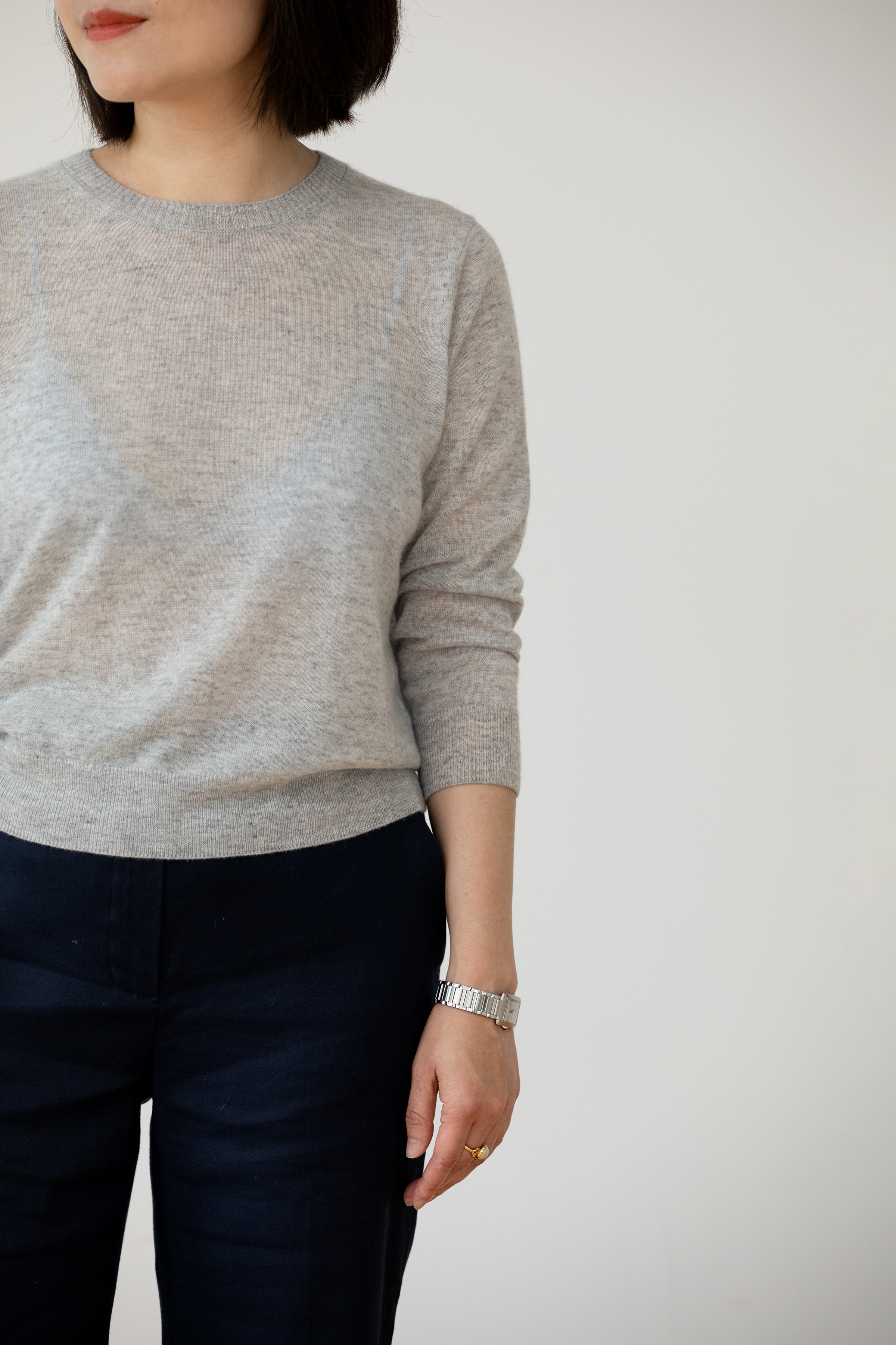 小金象 CASHMERE 100% 水溶羊绒女春秋薄款短款7分袖套头衫康赛妮